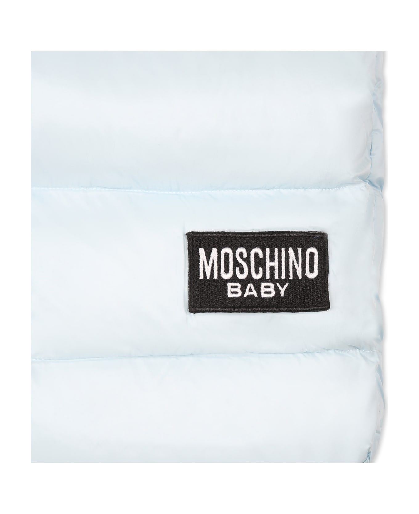 Moschino Light Blue Sleeping Bag For Baby Boy With Logo Patch - Light Blue