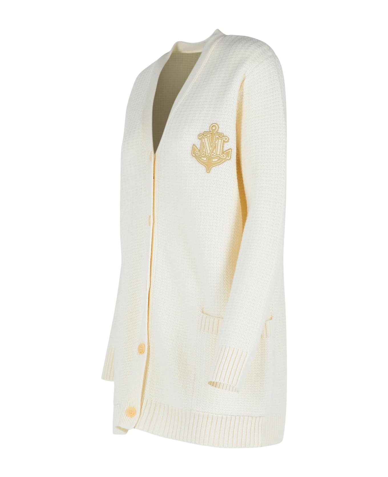 Max Mara 'ravello' White Wool Blend Cardigan - White