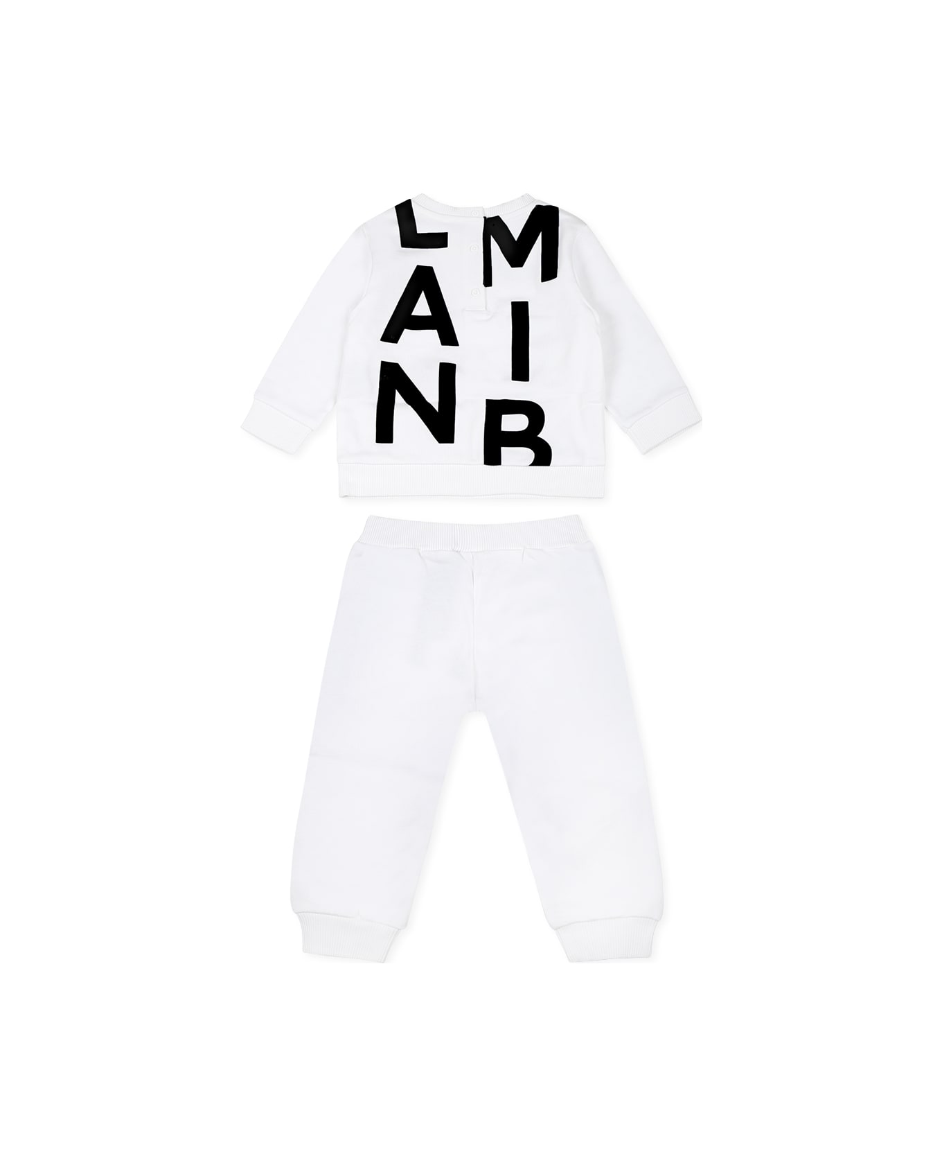 Balmain White Suit For Babykids With Logo - White