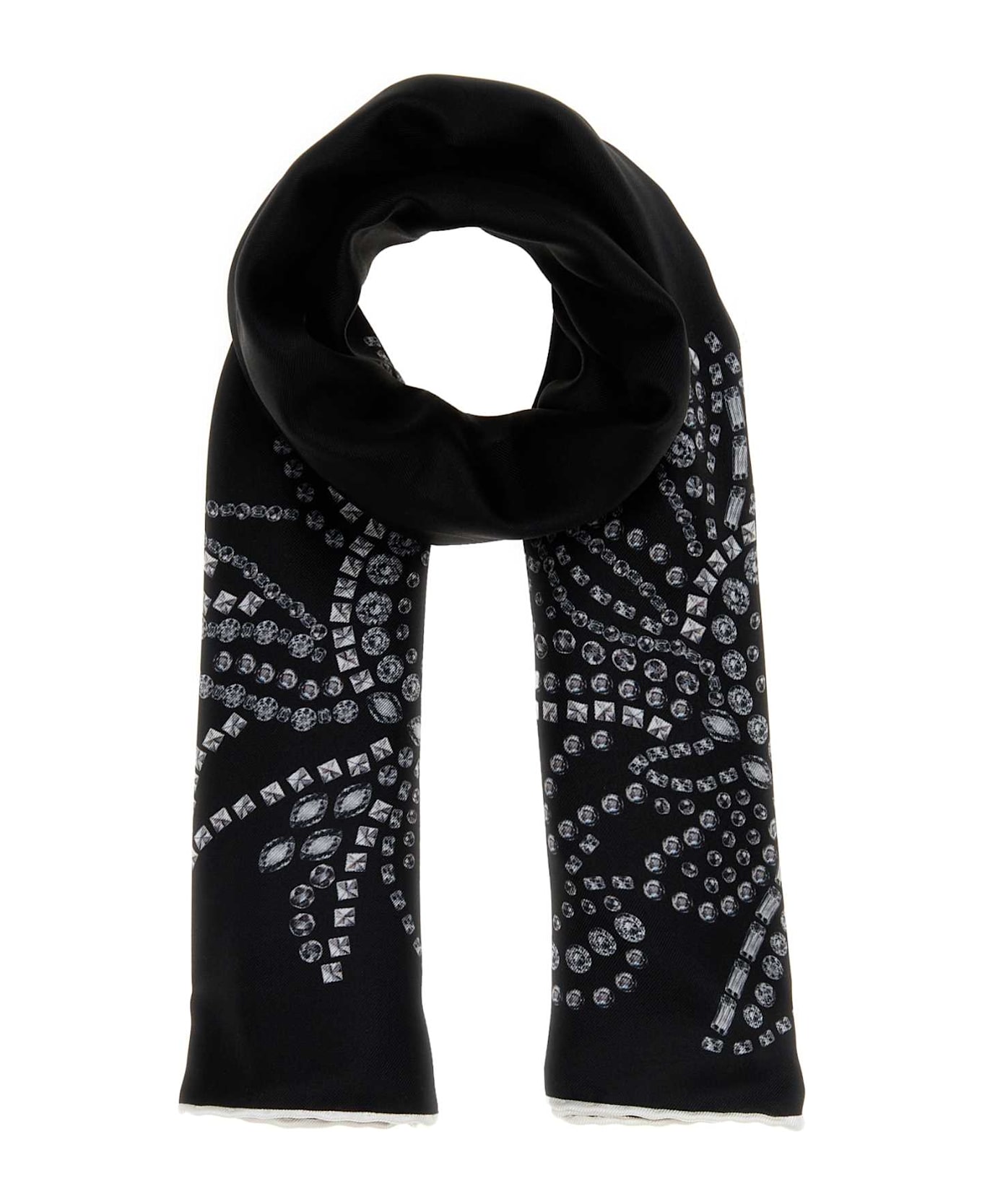 Alexander McQueen Printed Silk Foulard - BLACKLIGHTGREY