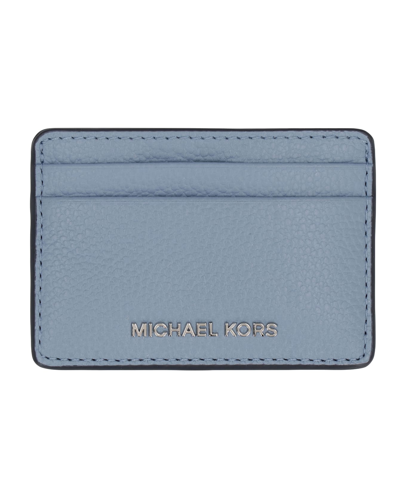 MICHAEL Michael Kors Pebbled Calfskin Card Holder - Light Blue