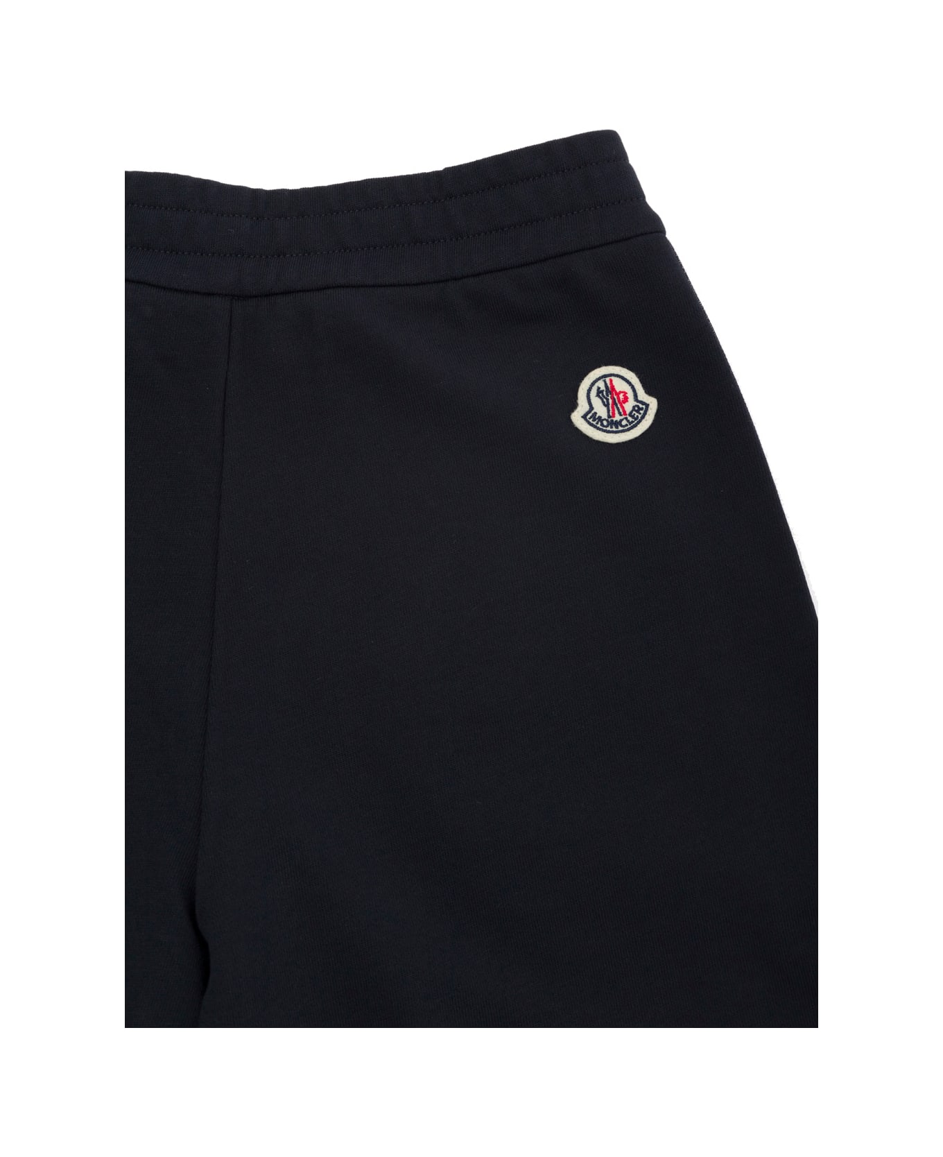 Moncler Blue Bermuda Shorts With Logo Patch In Cotton Boy - Blu