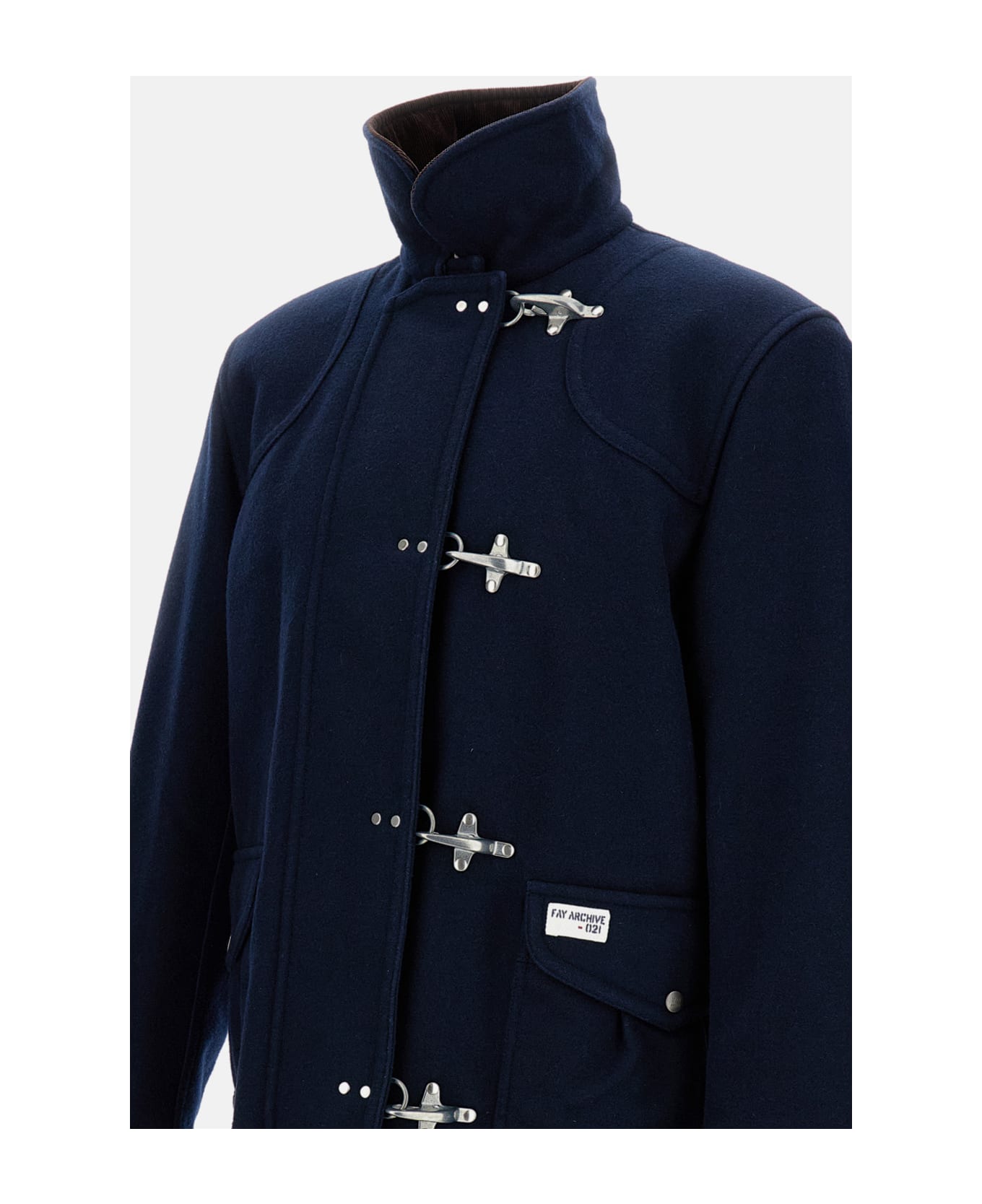 Fay 4 Hook Jacjet In Delave Wool - Blue