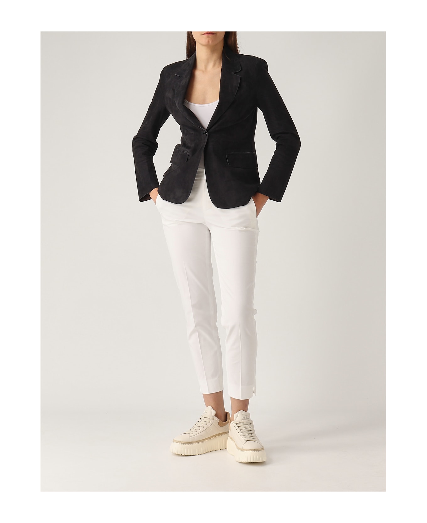 The Jackie Leather Beatriz Leather Jacket - NAVY