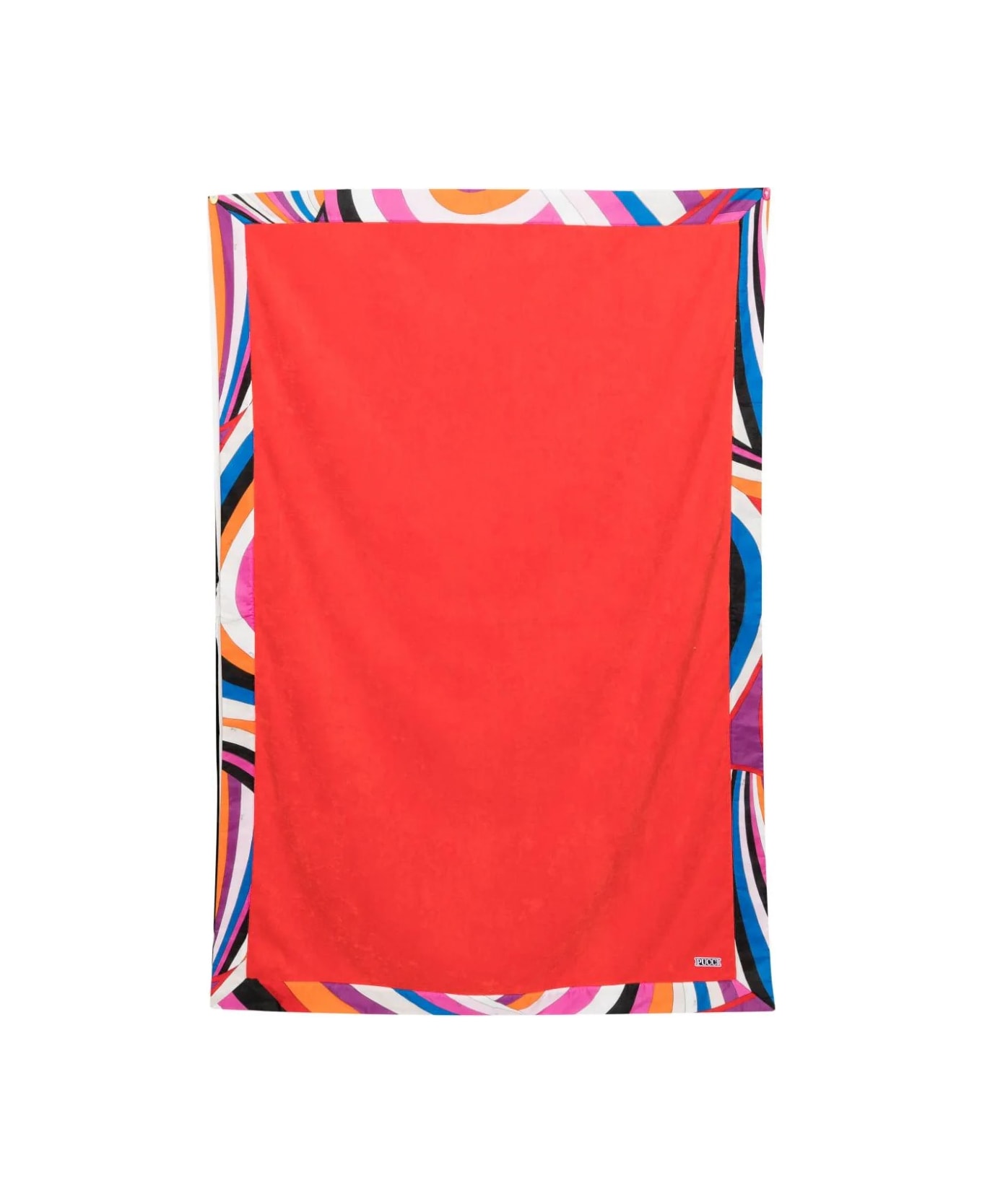 Pucci Red Beach Towel With Iride Print Border - Red