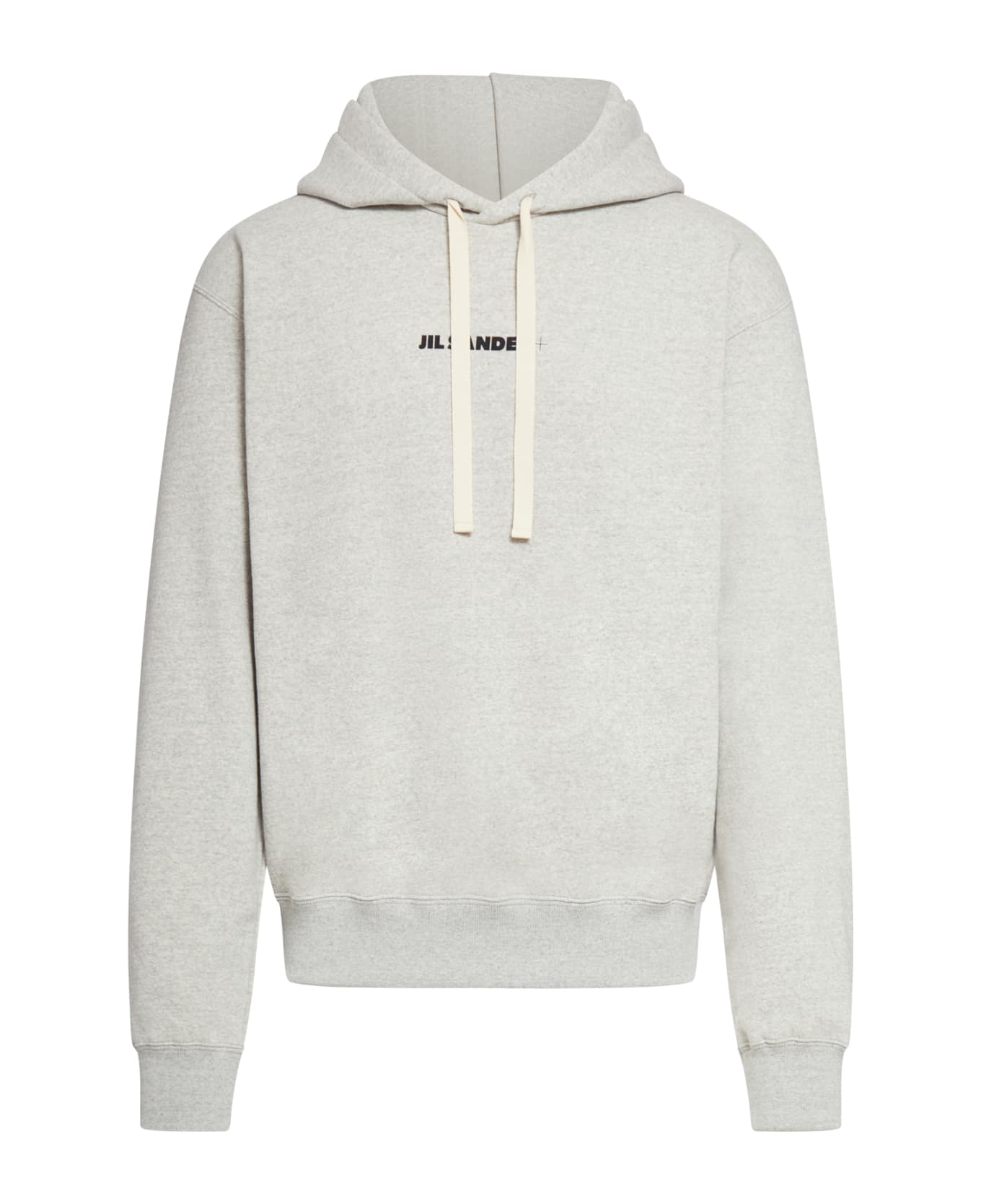 Jil Sander Hoodie Long Sleeves Sweatshirt With Ribbed Cuffs Hems And Triangle Rib Detail On The Shoulder And Printed Logo On The Chest - Powder Green