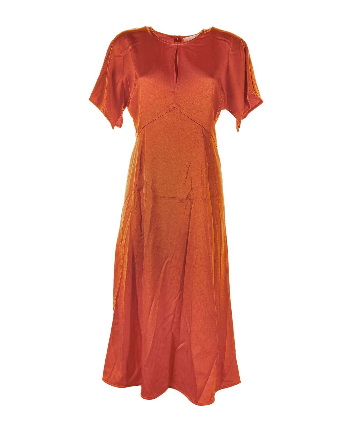Michael Kors Michael Short-sleeved Zipped Midi Dress - ROSSO