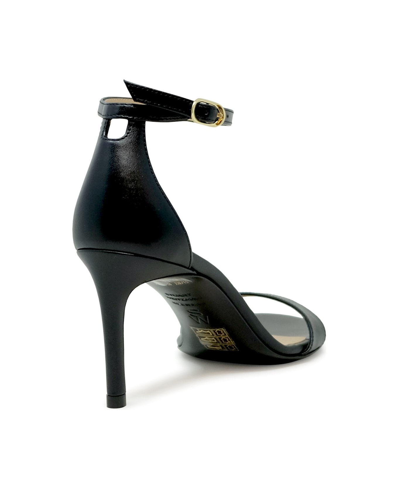 Stuart Weitzman Sk306 Black Leather Nudist Ii 75 Sandals - BLACK