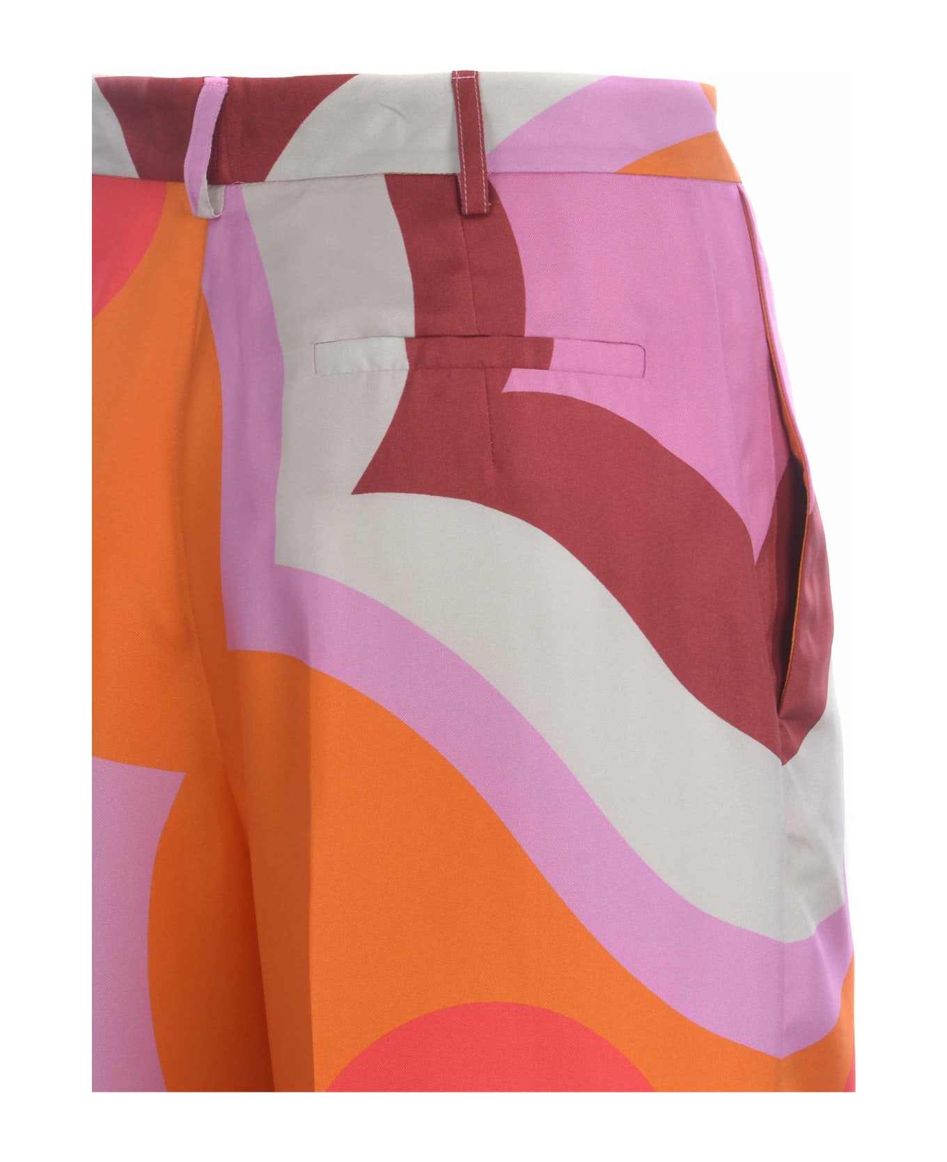 Etro Trousers Etro "color Block" In Silk - Arancione