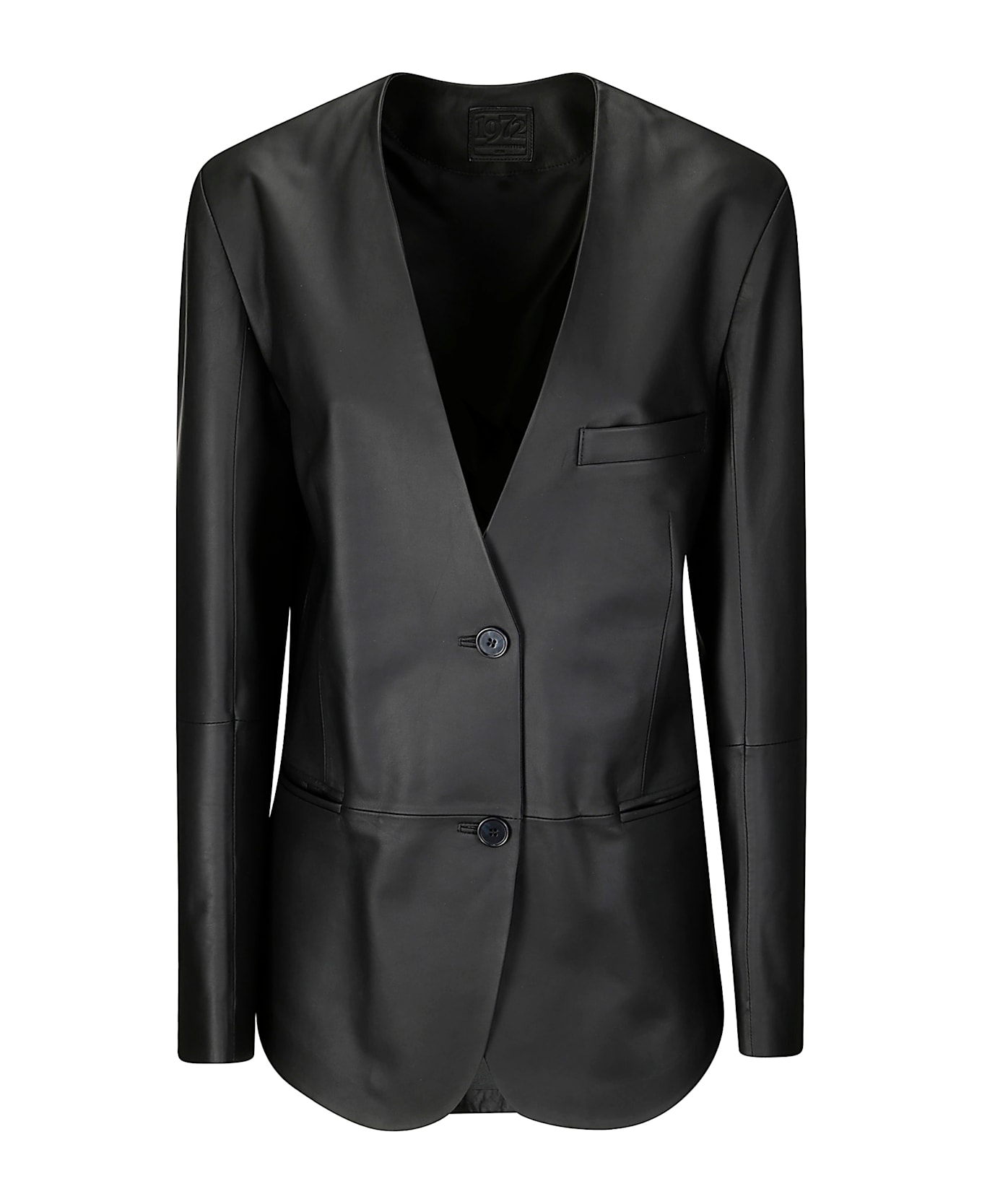 Desa 1972 Leather Cardigan Blazer - BLACK