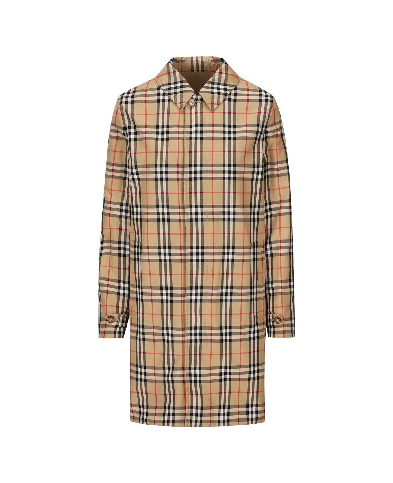 Burberry Checked Single-breasted Coat - Archive beige