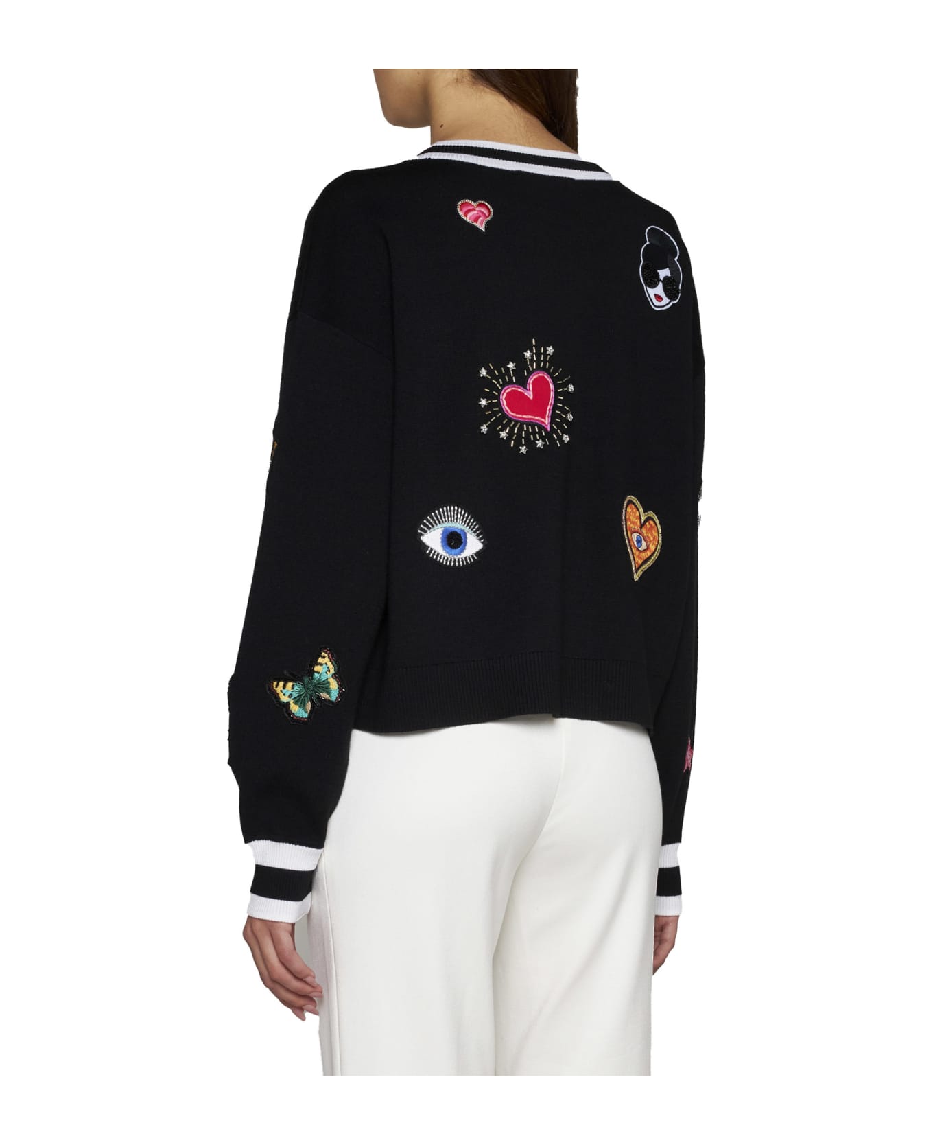 & white patterns pay tribute to holiday knitted sweaters Sweater - Multi black