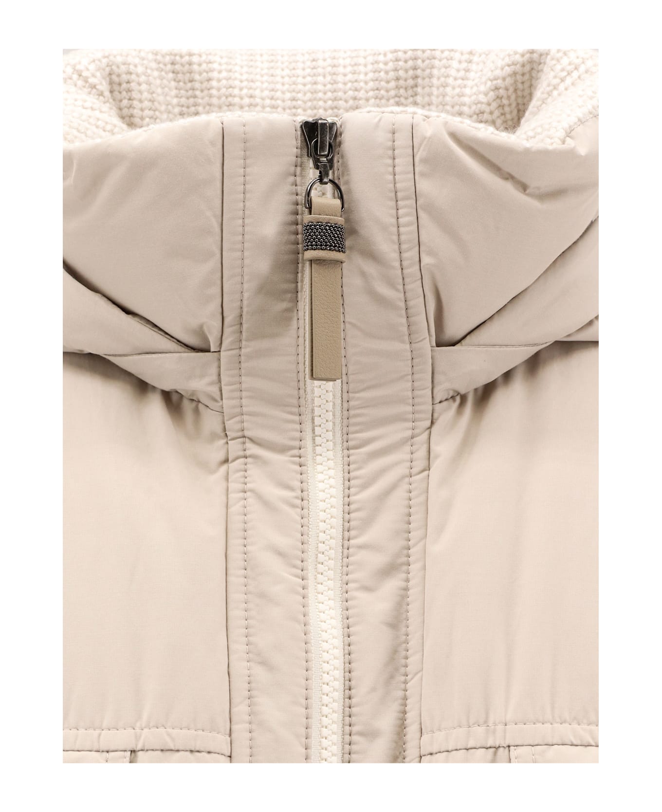 Brunello Cucinelli Nylon And Cotton Hooded Down Jacket - DOVE GREY