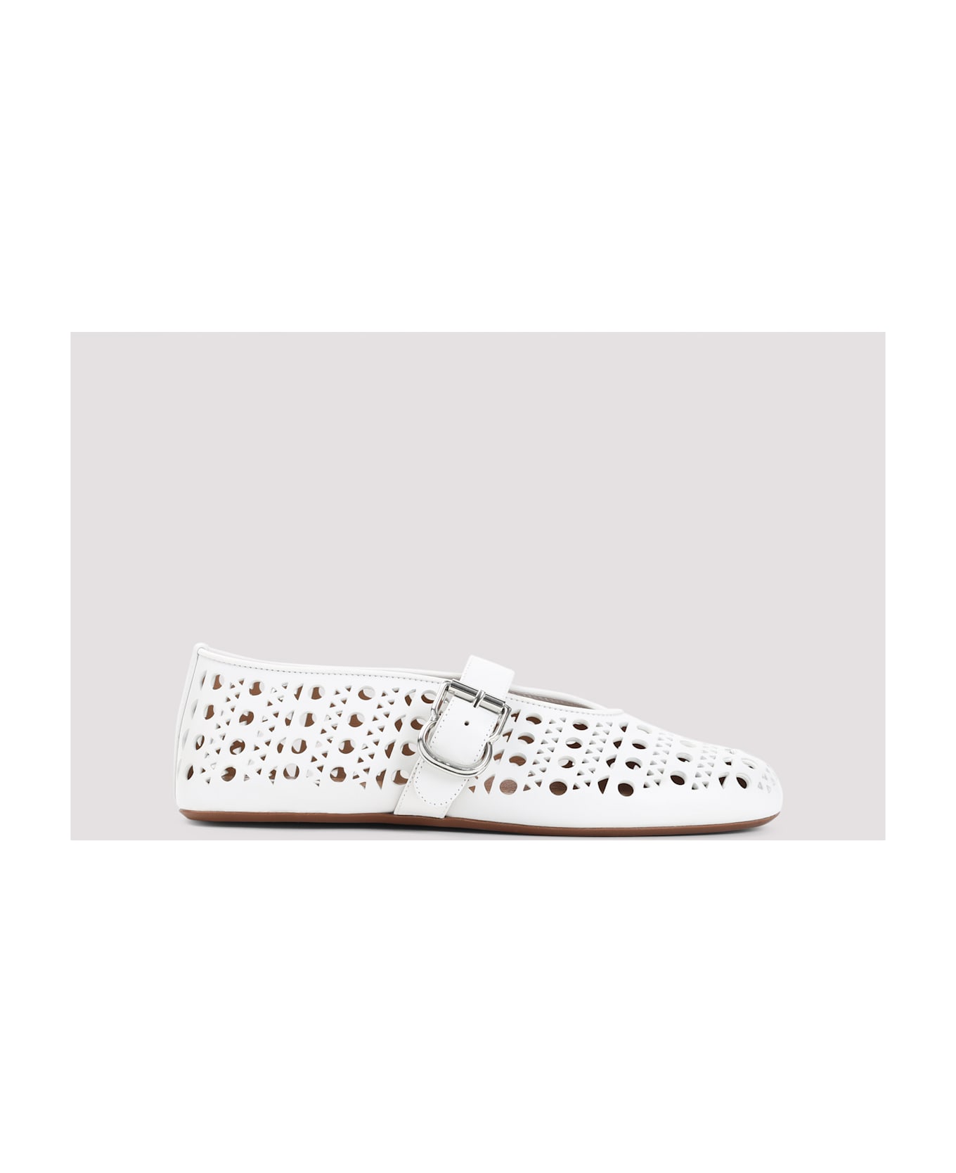 Alaia Alaïa Leather Ballerina Vienne - Blanc Casse