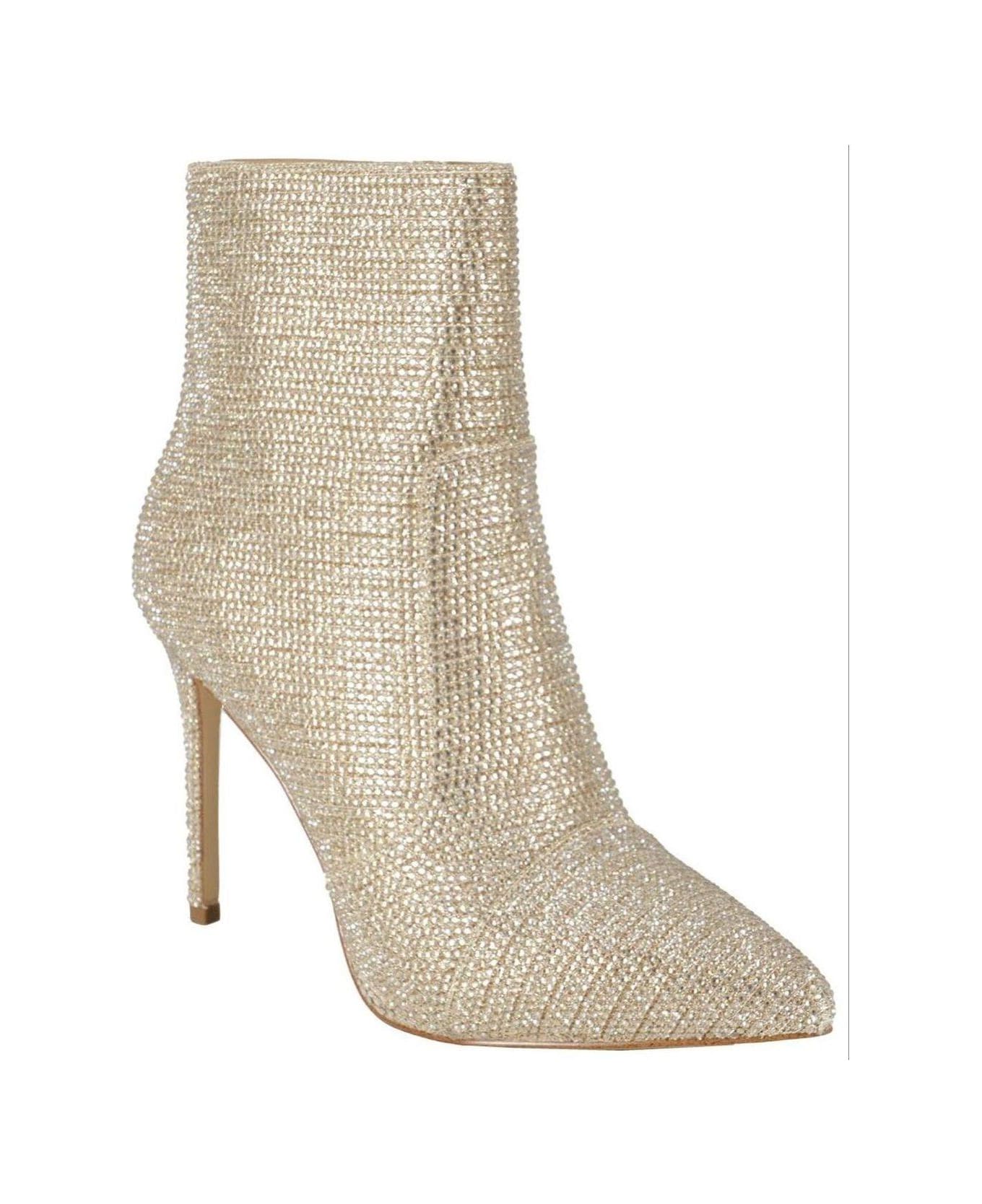 Michael Kors Rue Glitter Embellished Heeled Ankle Boots - Pale Gold