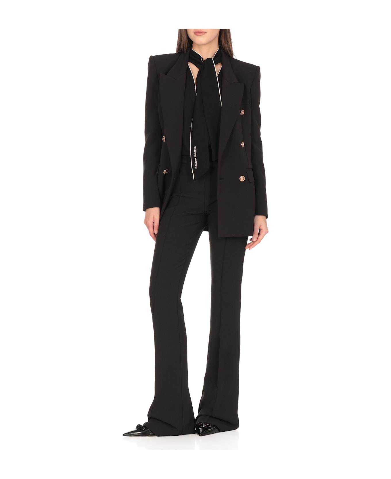 Elisabetta Franchi Crepe Double Breasted Blazer - Black