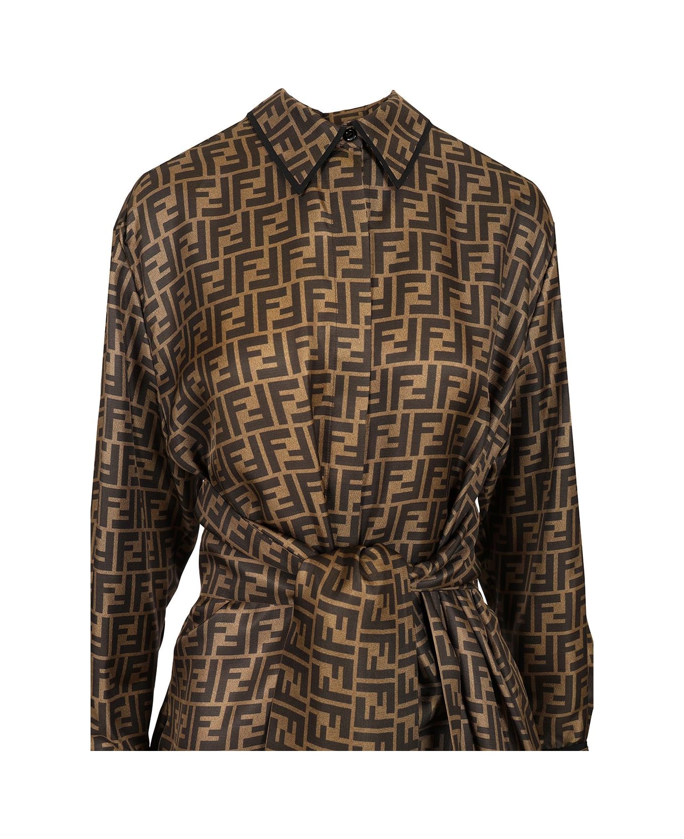 Fendi Silk Twill Dress - Brown