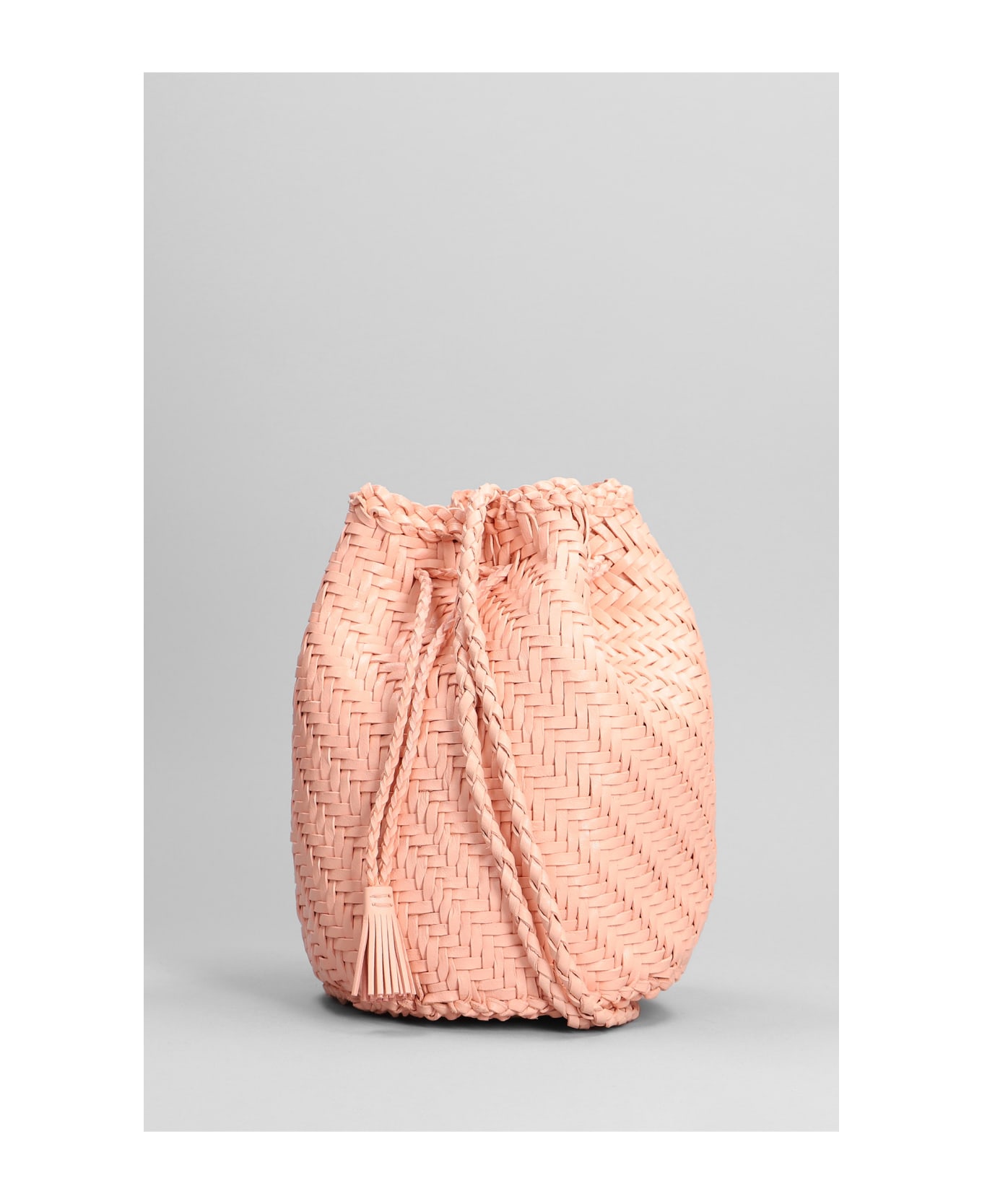 Dragon Diffusion Pompom Double Shoulder Bag In Rose-pink Leather - rose-pink