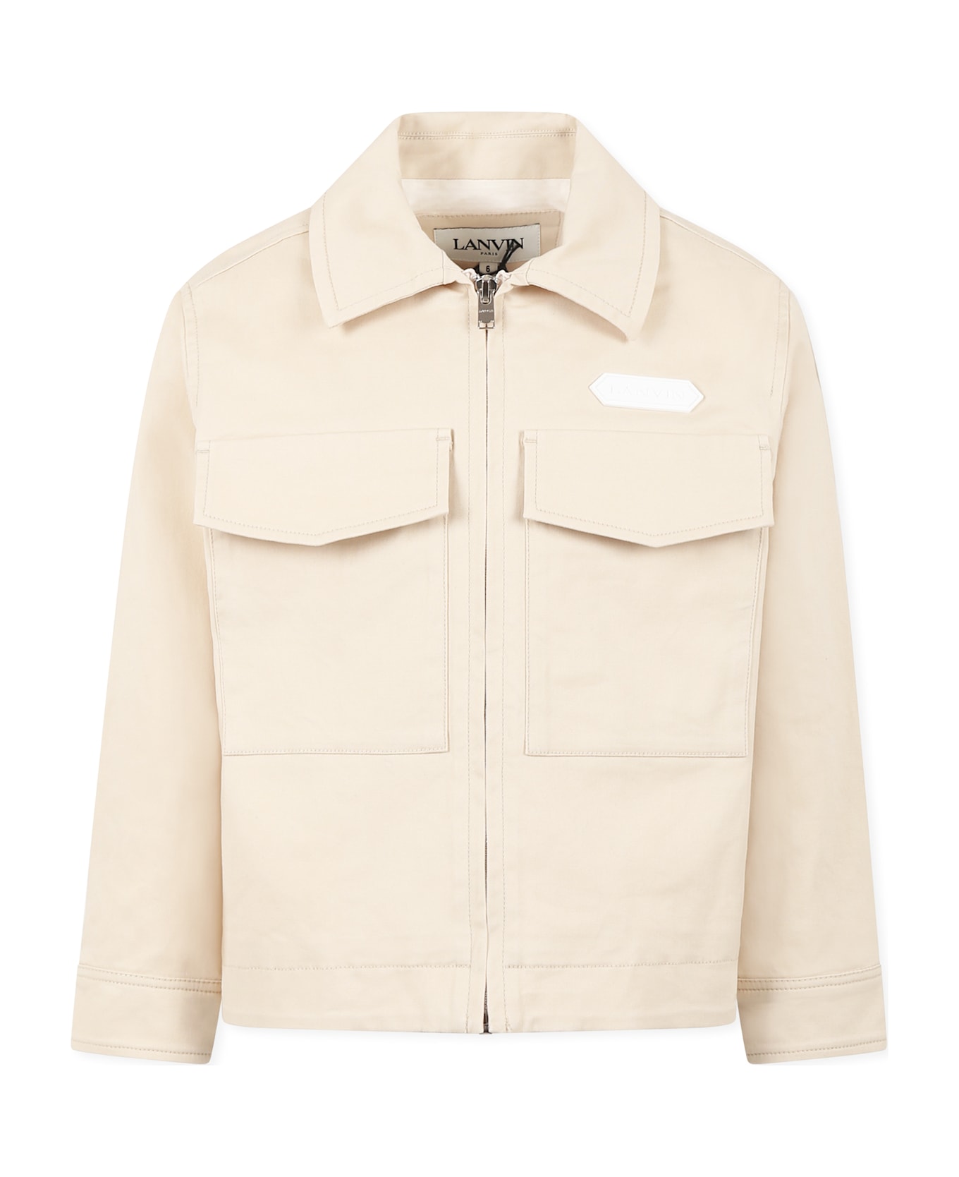 Lanvin Ivory Jacket For Boy With Logo - Ivory