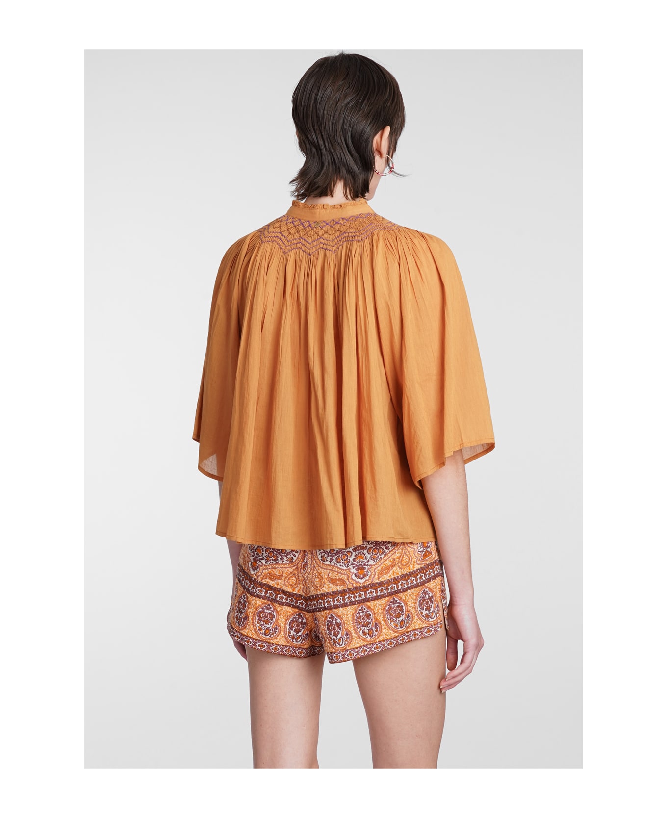 Antik Batik Ayo Blouse In Orange Cotton - orange