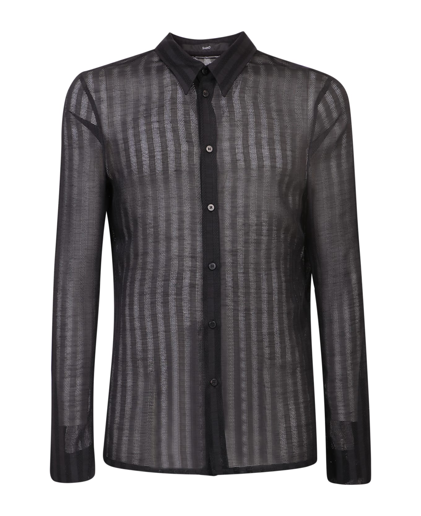 Sapio Semi Sheer Striped Shirt - Black シャツ
