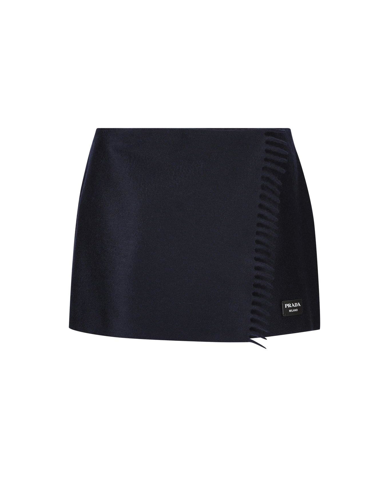 Prada Logo Detailed Mini Skirt - Blue