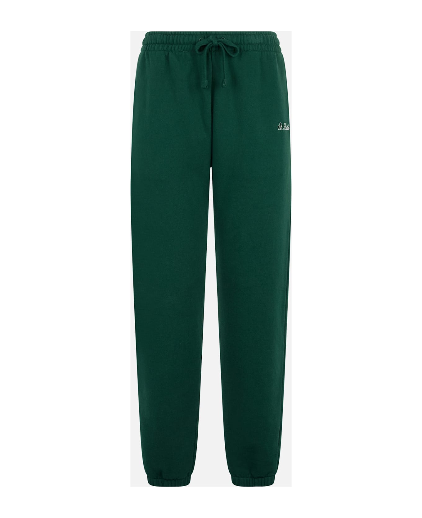 MC2 Saint Barth Woman British Green Cotton Fleece Jogger Pants Odalys - APPLE GREEN