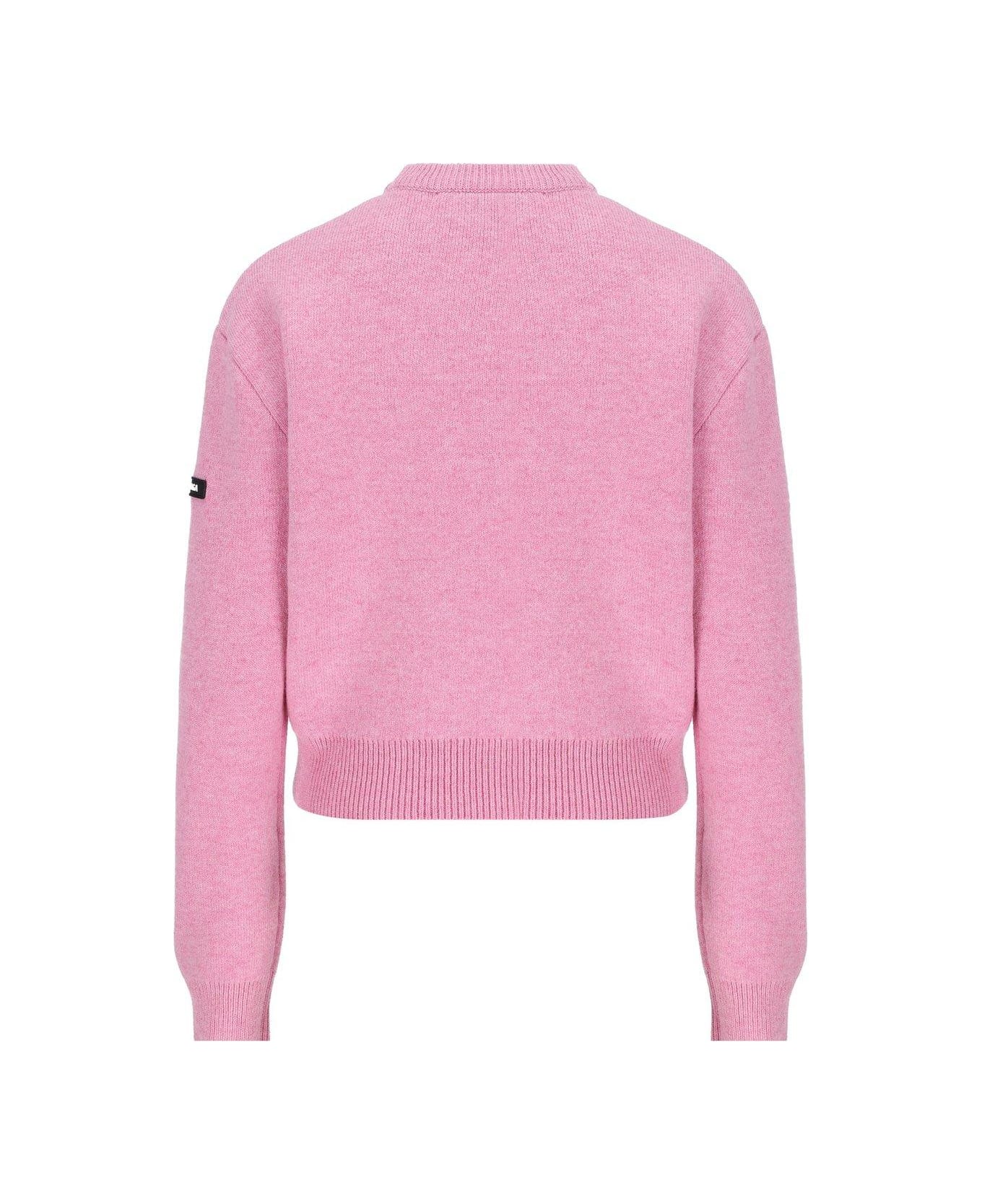 Balenciaga Logo Patch Knitted Jumper - Pink ニットウェア