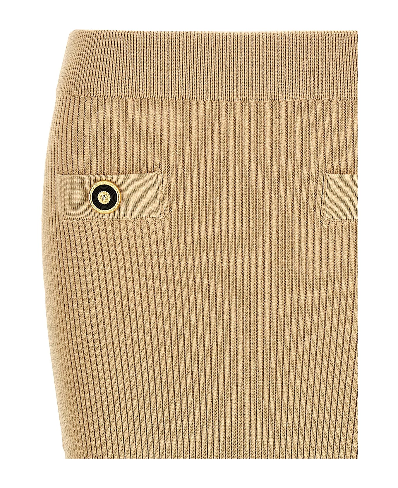 Balmain Knit Midi Skirt - Beige