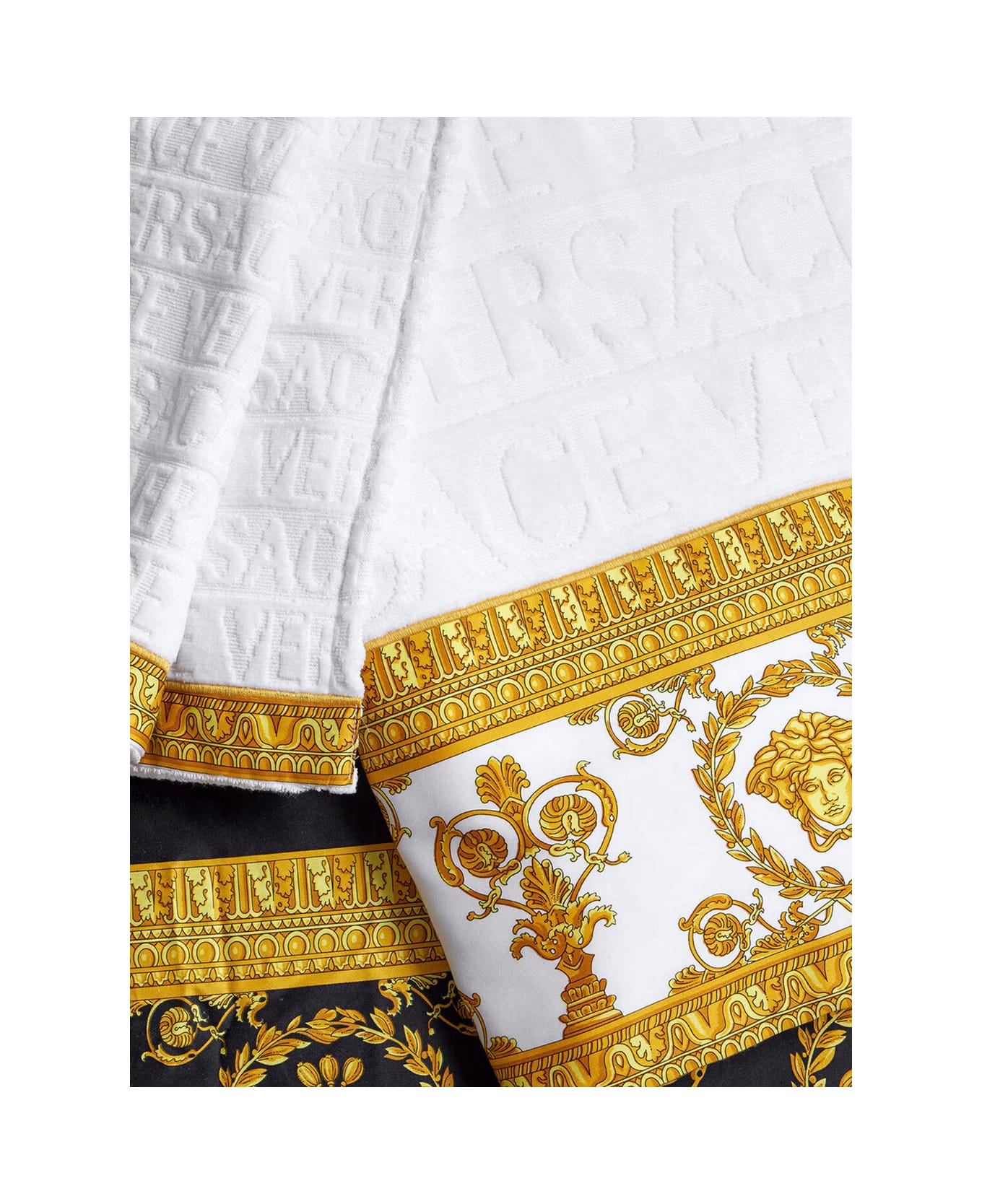 Versace White Towel Set With Barocco Print In Cotton Home - White
