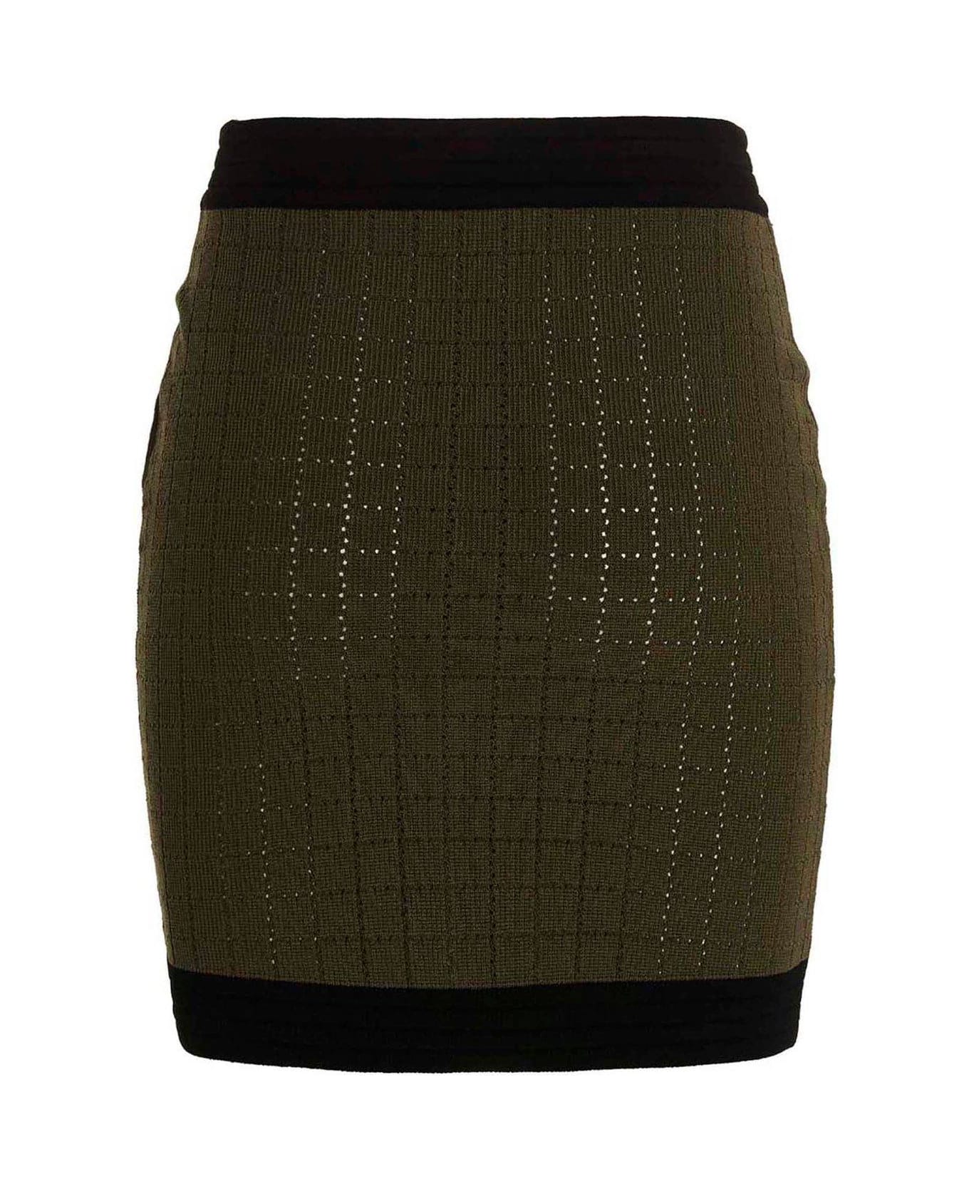 Balmain Zip-up Knitted Skirt - Verde