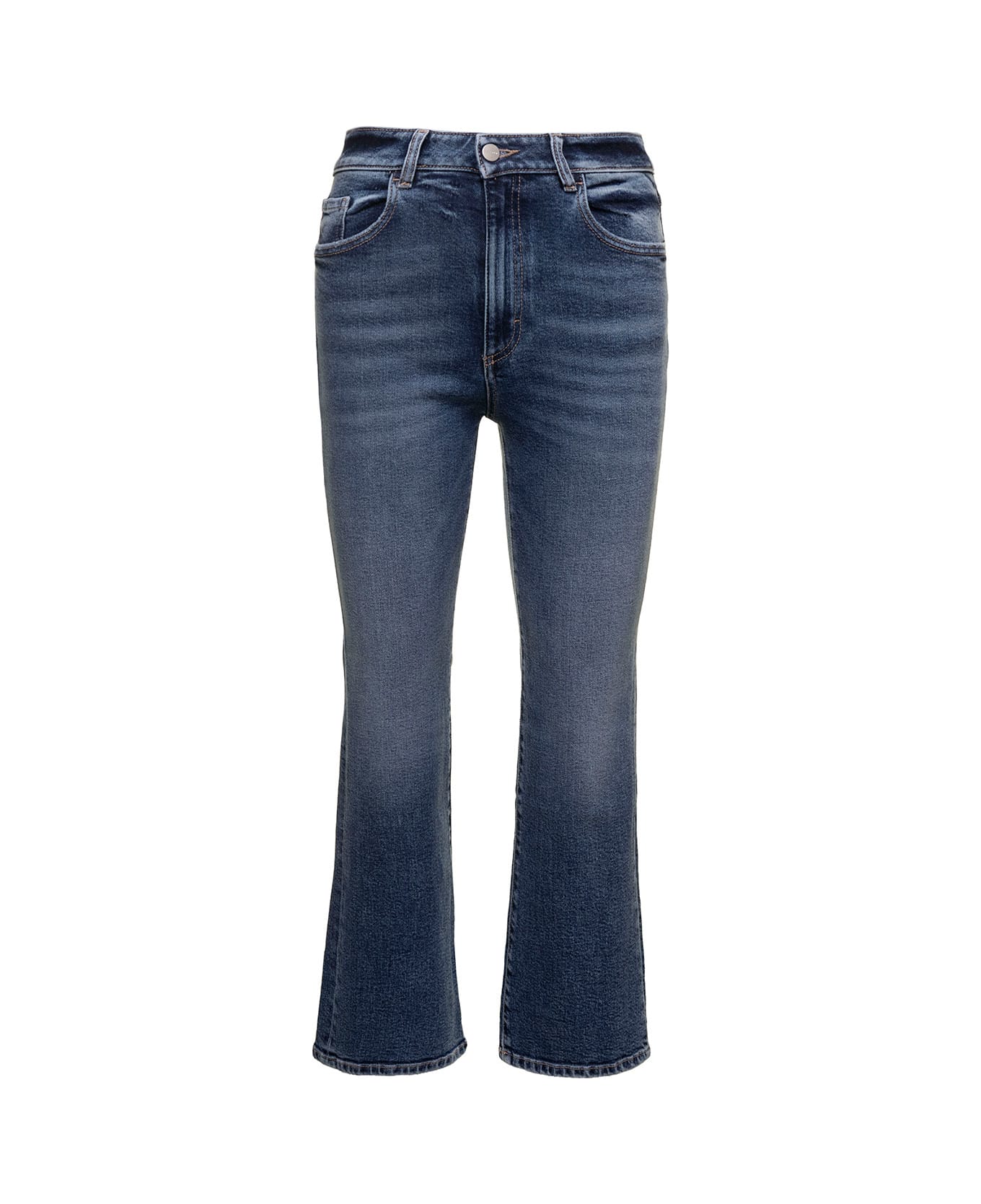Icon Denim Black High-waisted Slightly Flared Jeans In Cotton Denim Woman - Blu