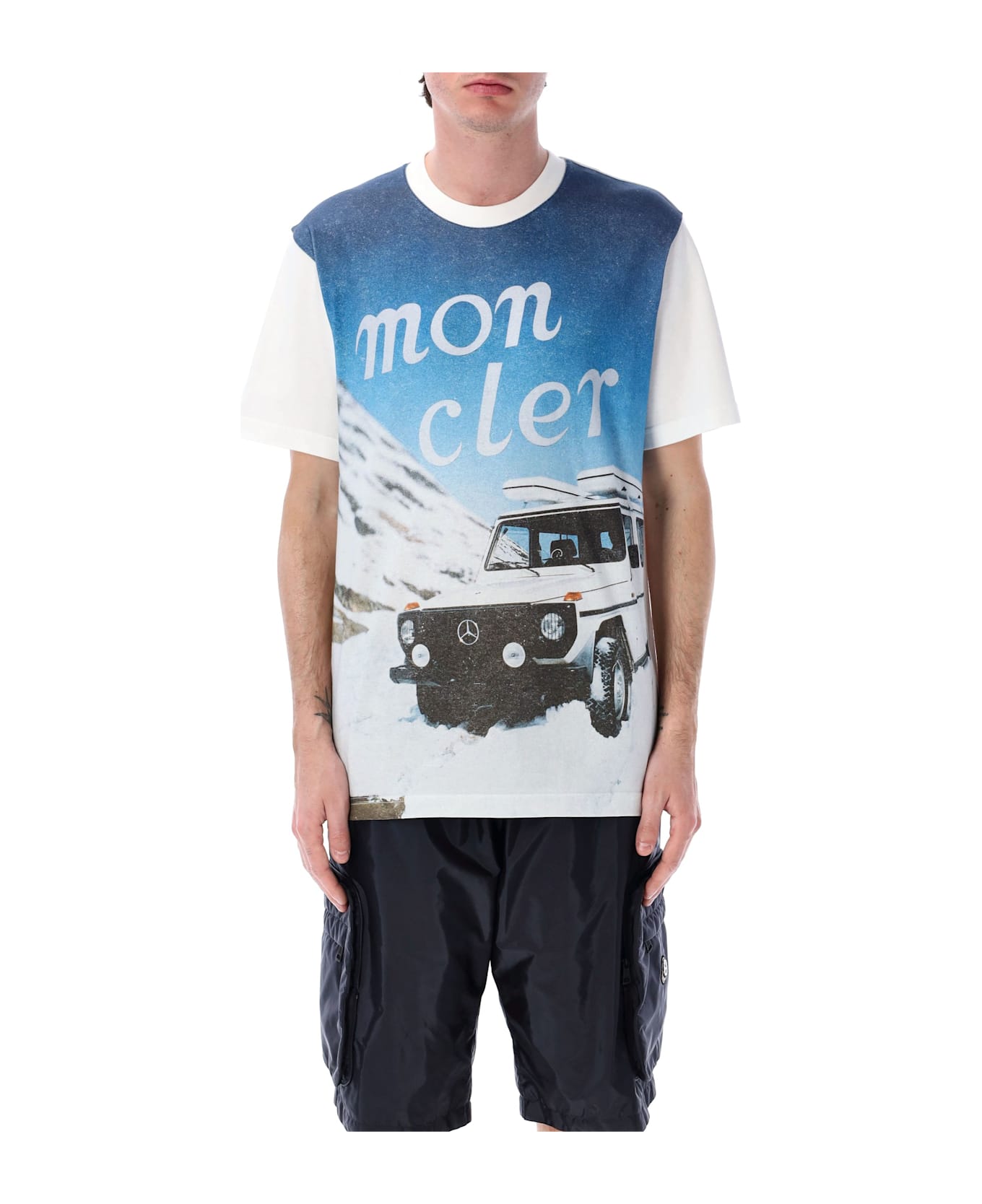Moncler Genius Printed Cotton T-shirt - WHITE BLUE