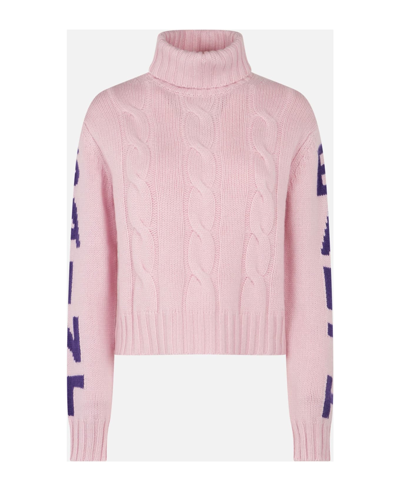 MC2 Saint Barth Woman Turtleneck Braided Sweater With Saint Barth Jacquard - PINK