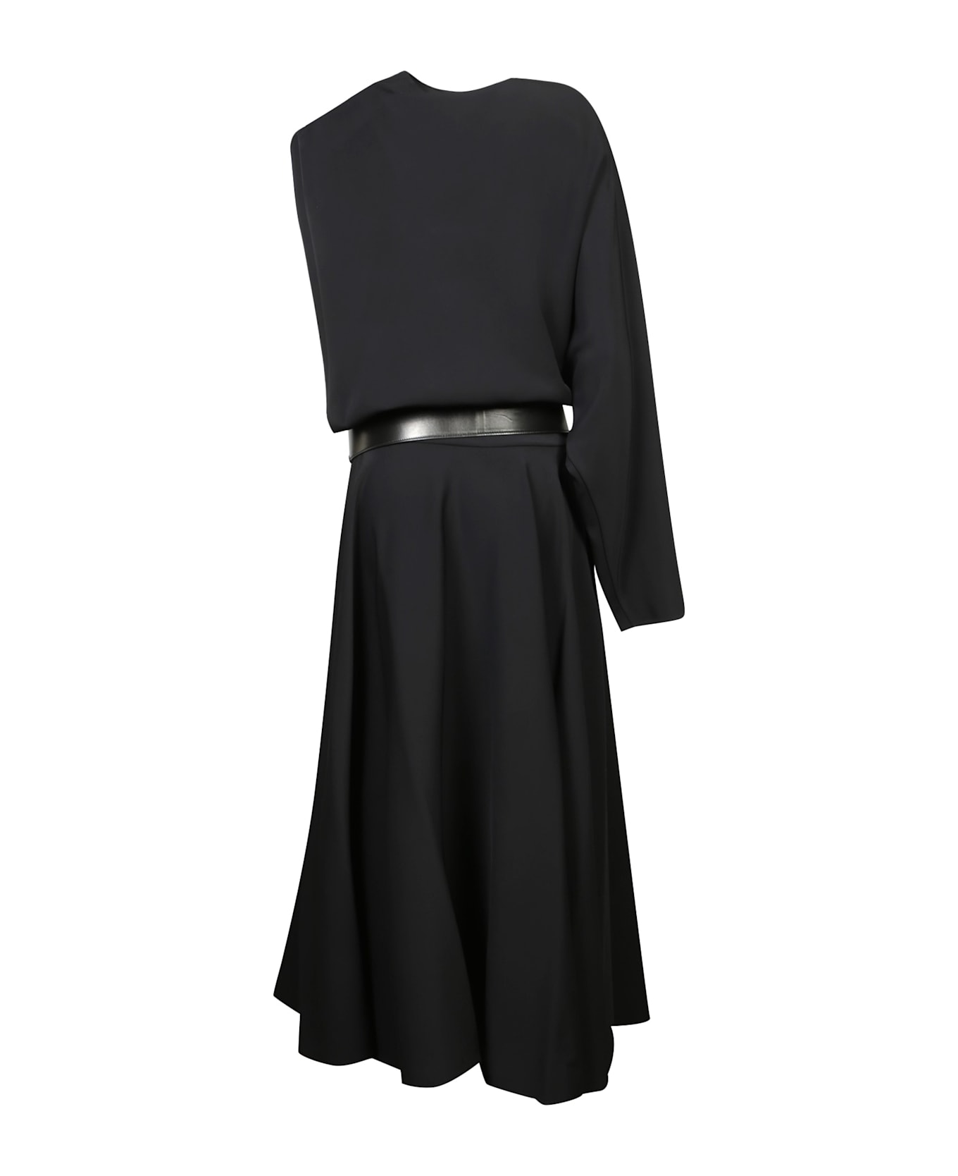 Alaia Asymmetric Belted Black Dress - Black