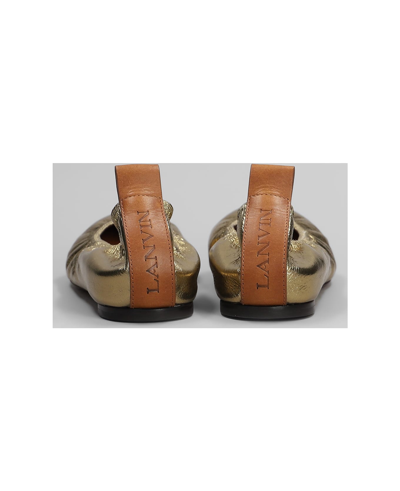 Lanvin Ballet Flats In Gold Leather - gold
