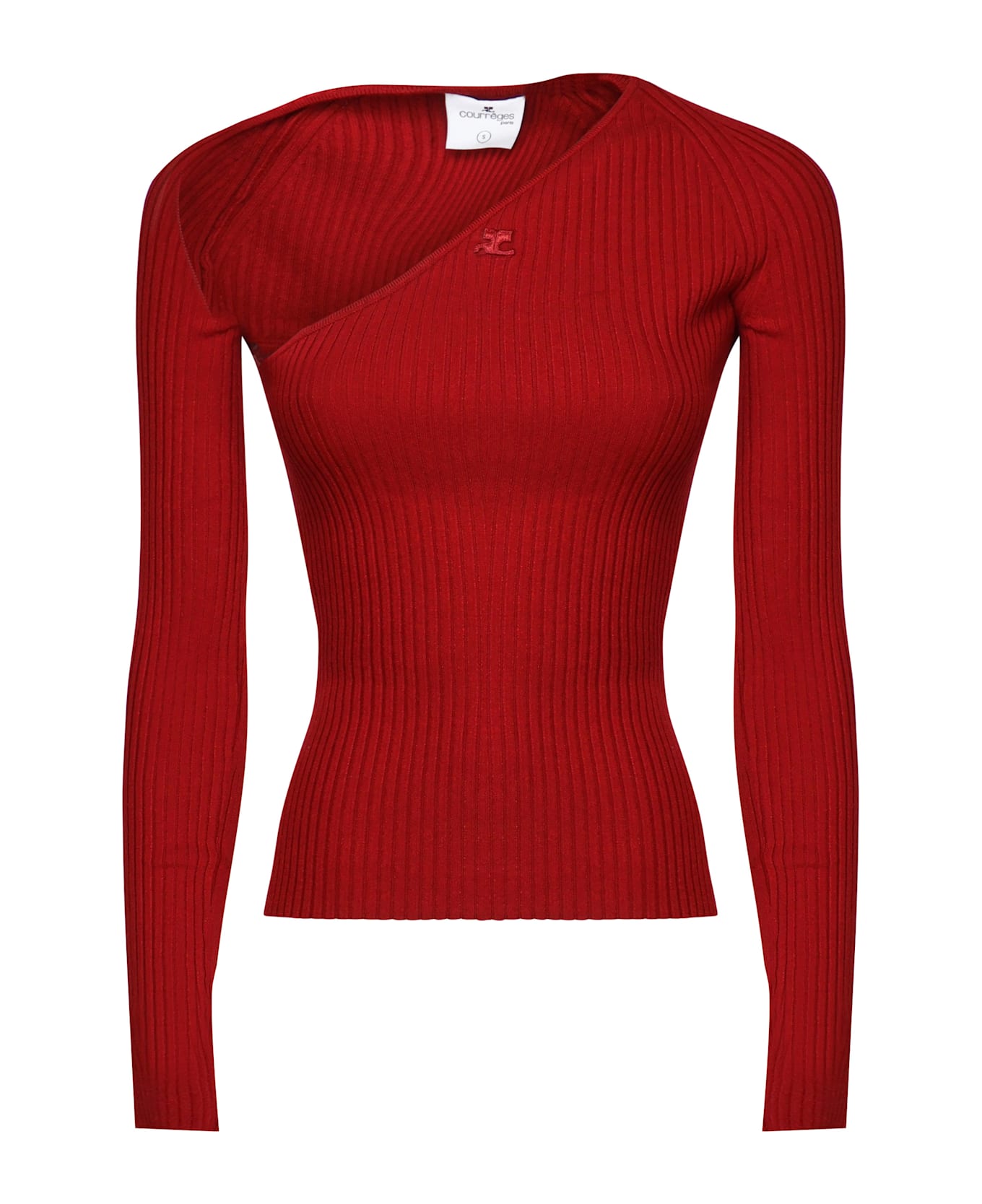 Courrèges Ribbed Knit Top With Cut-out - Grenat