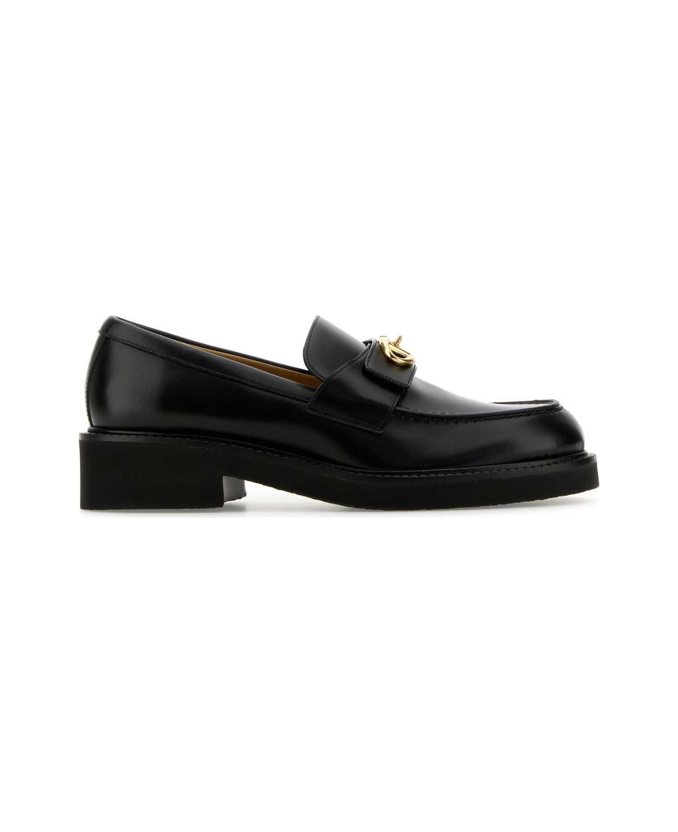 Valentino Logo Plaque Slip-on Loafers - Black