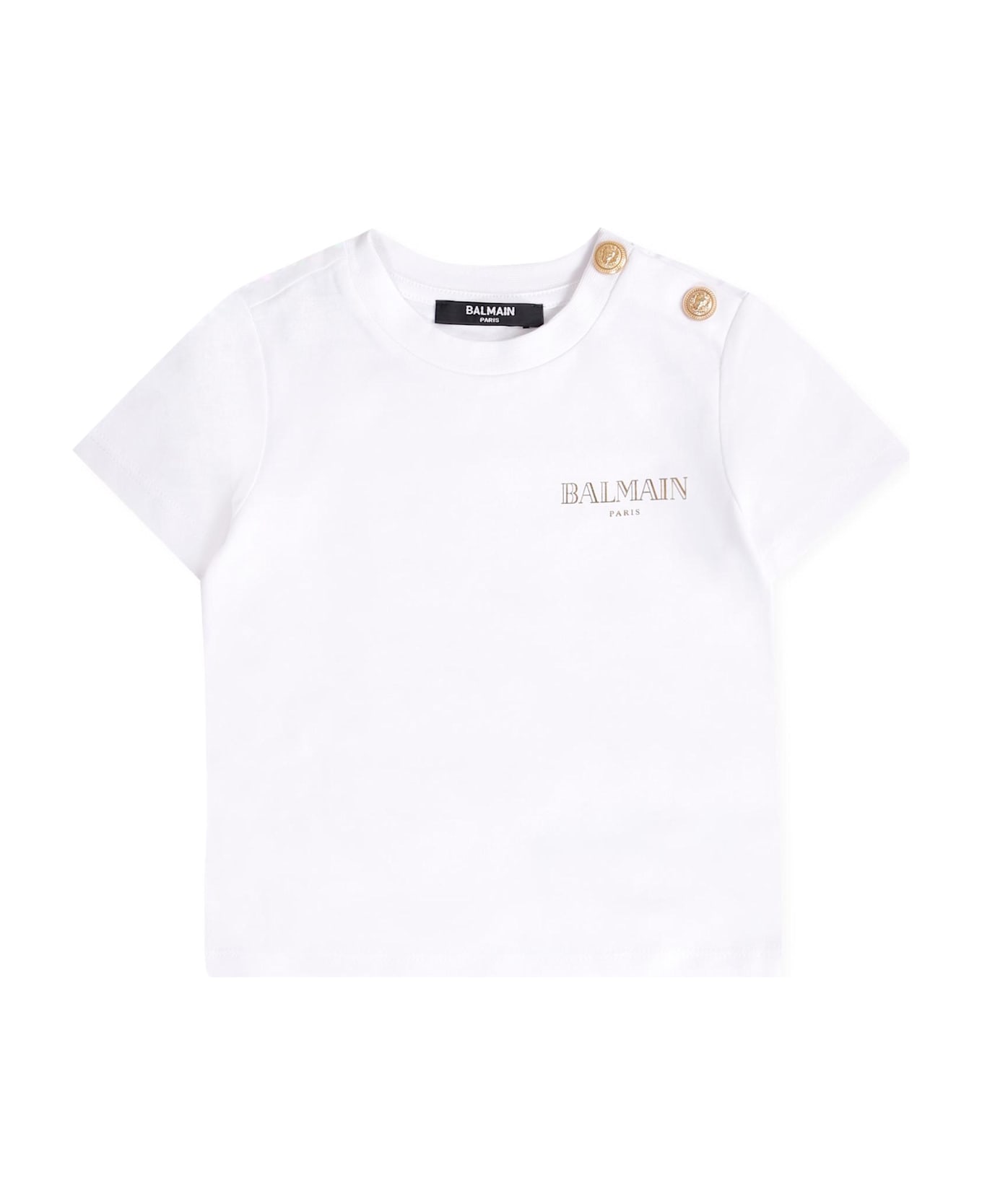 Balmain White T-shirt For Baby Girl With Logo - White