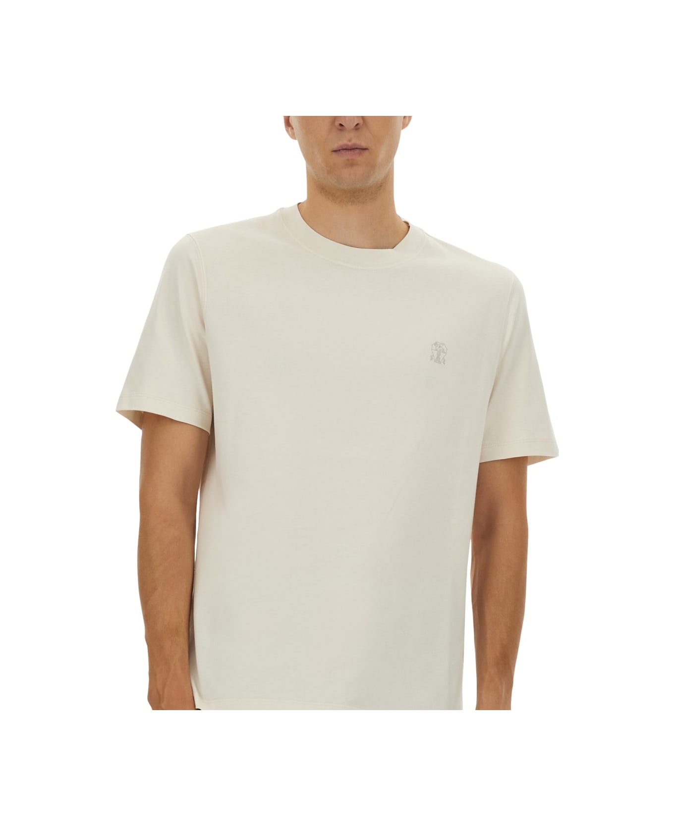 Brunello Cucinelli T-shirt With Logo - IVORY