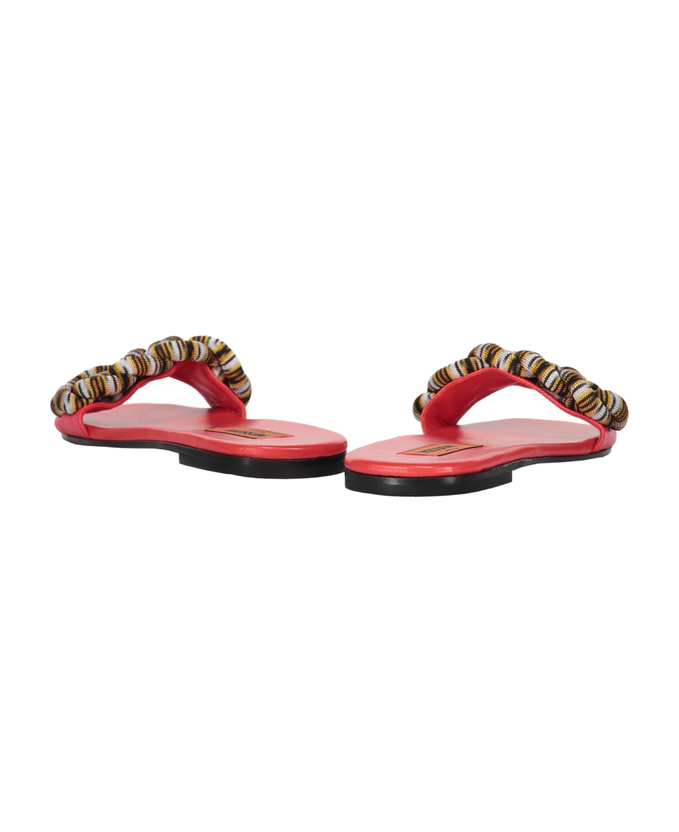 Missoni Leather And Fabric Slides - red