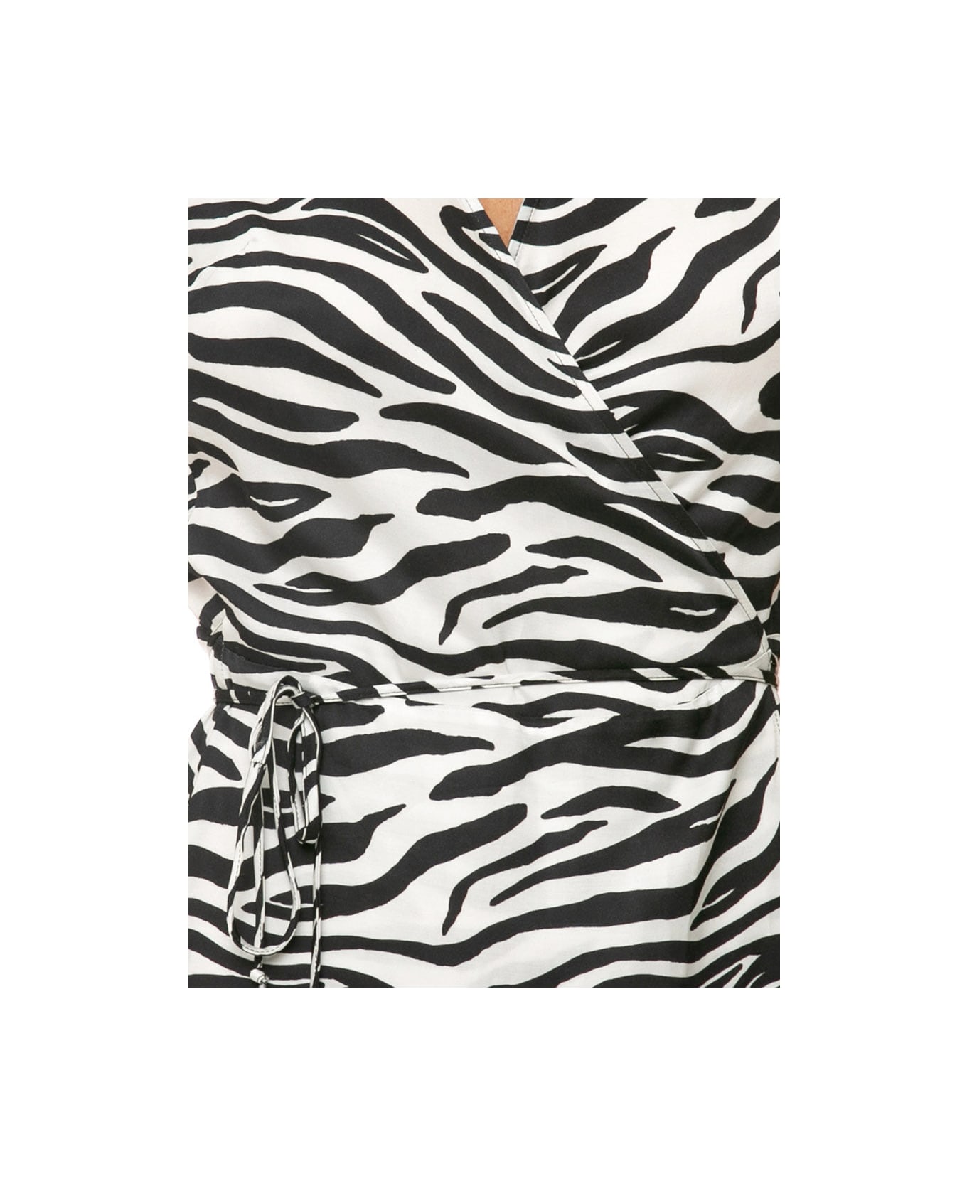 MC2 Saint Barth Zebra Print Satin Short Dress - BLACK