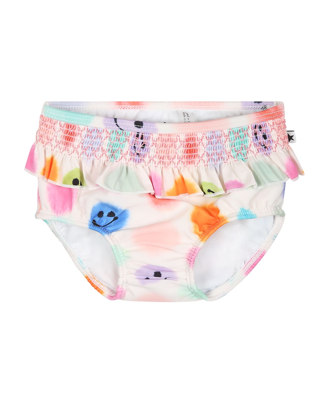 Molo White Swimbriefs For Baby Girl With Polka Dots And Smile - Multicolor 水着