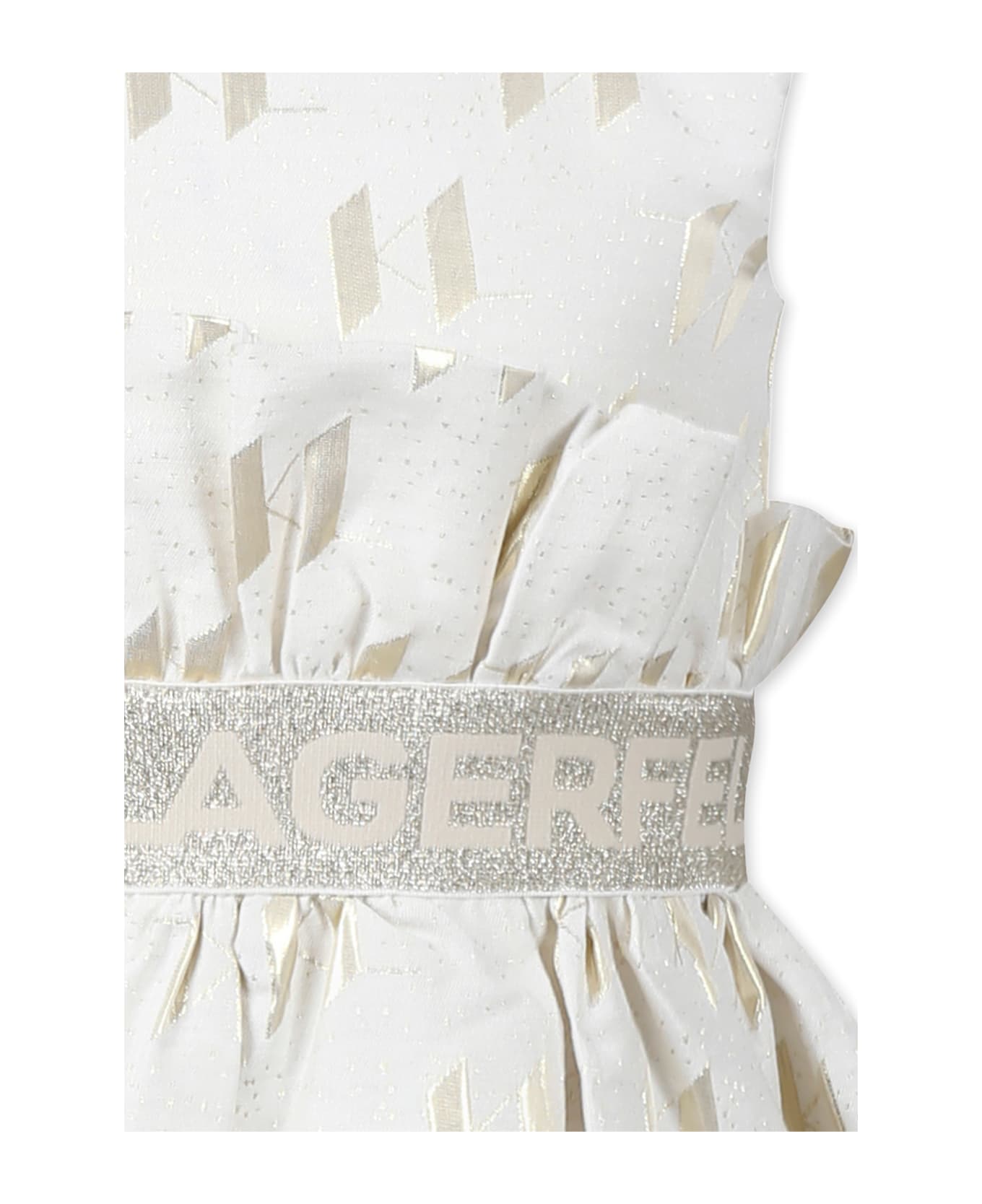 Karl Lagerfeld Kids Ivory Dress For Girl With Logo - Ivory