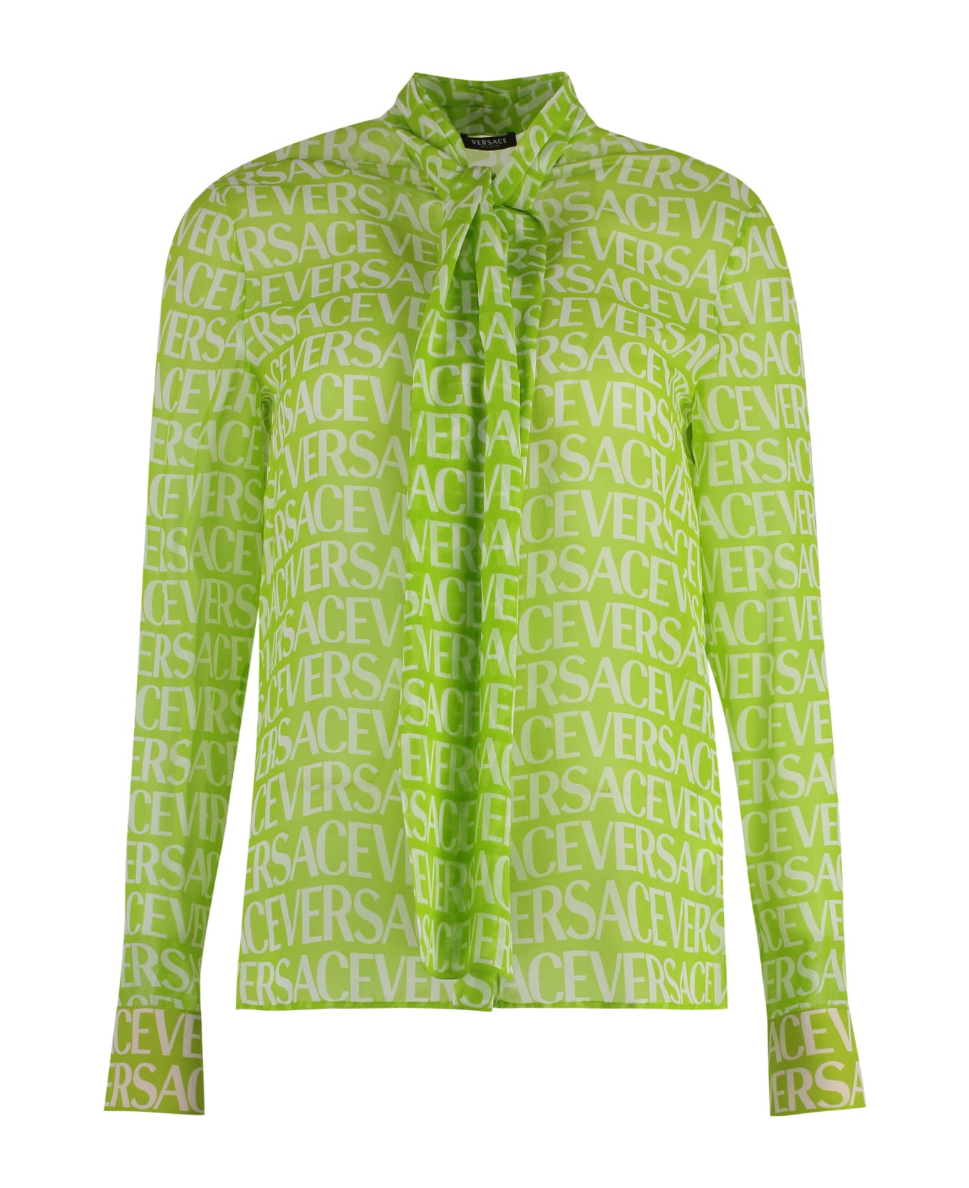 Versace Printed Silk Blouse - green