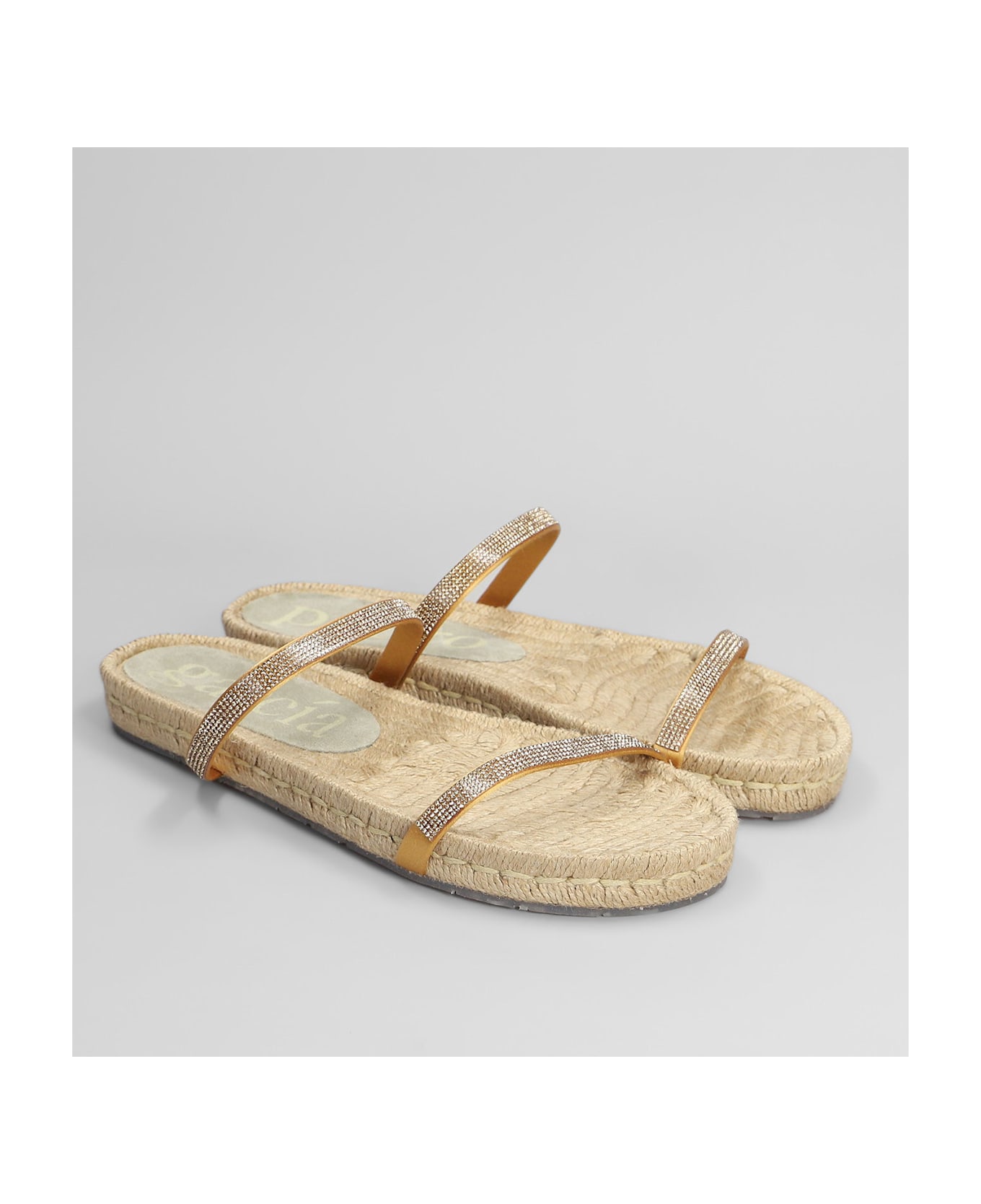 Pedro Garcia Janna Flats In Gold Satin - gold