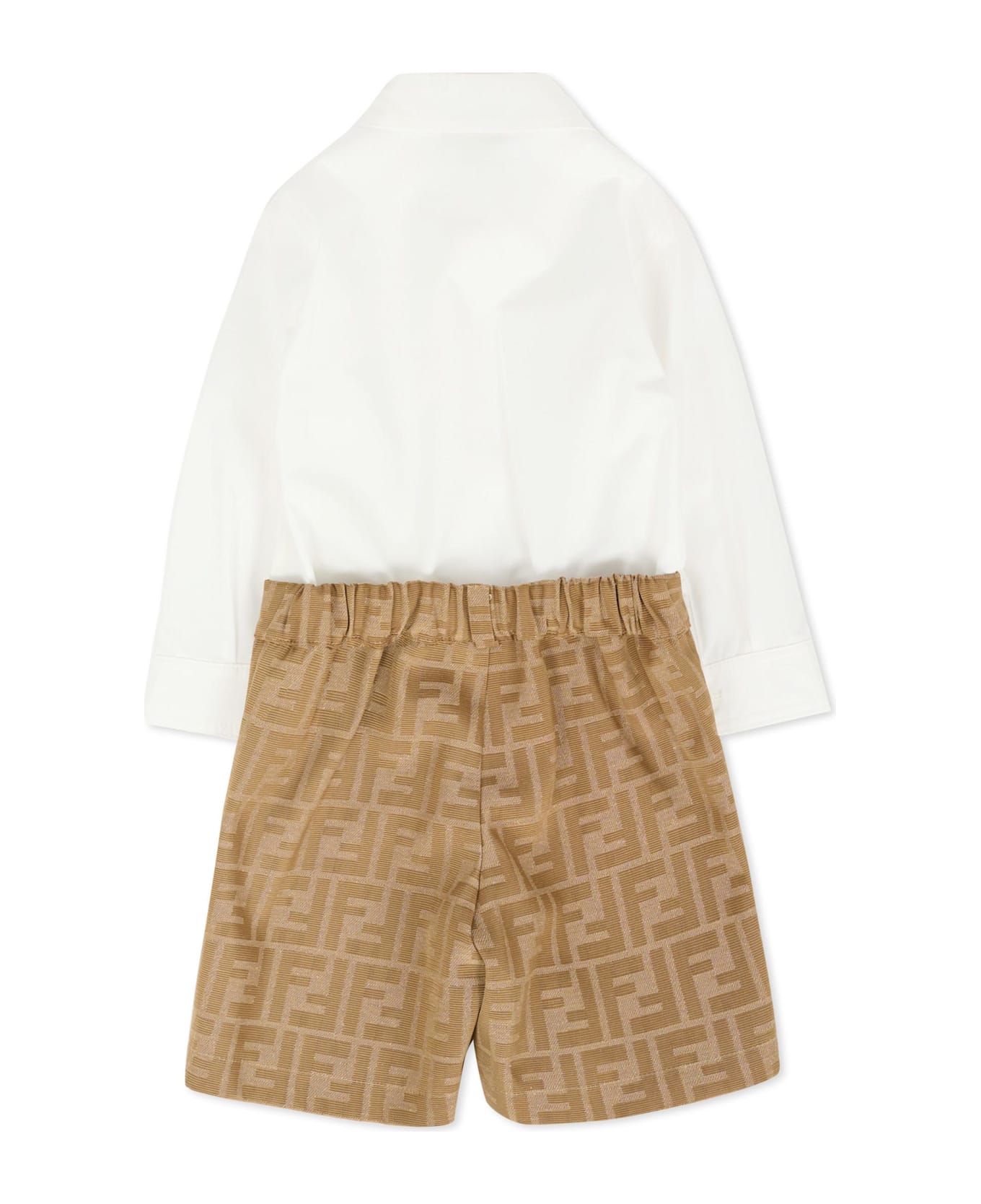 Fendi Beige Suit For Baby Boy With Ff - Beige