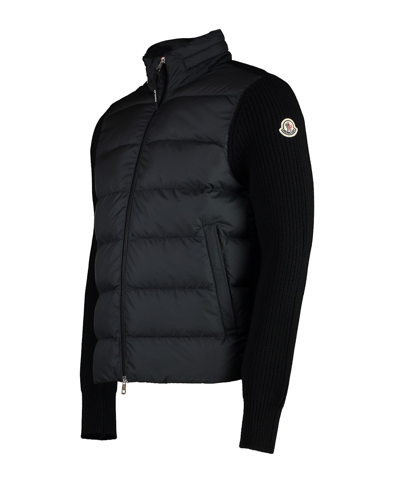 Moncler Cardigan With Padded Front Panel - black