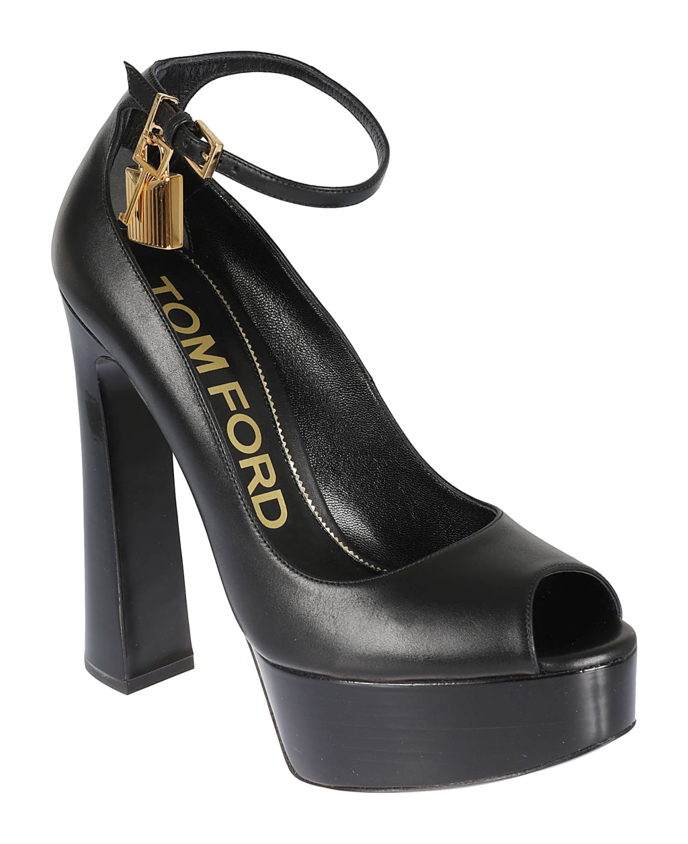 Tom Ford Padlock Embellished Ankle Strap Sandals - Black