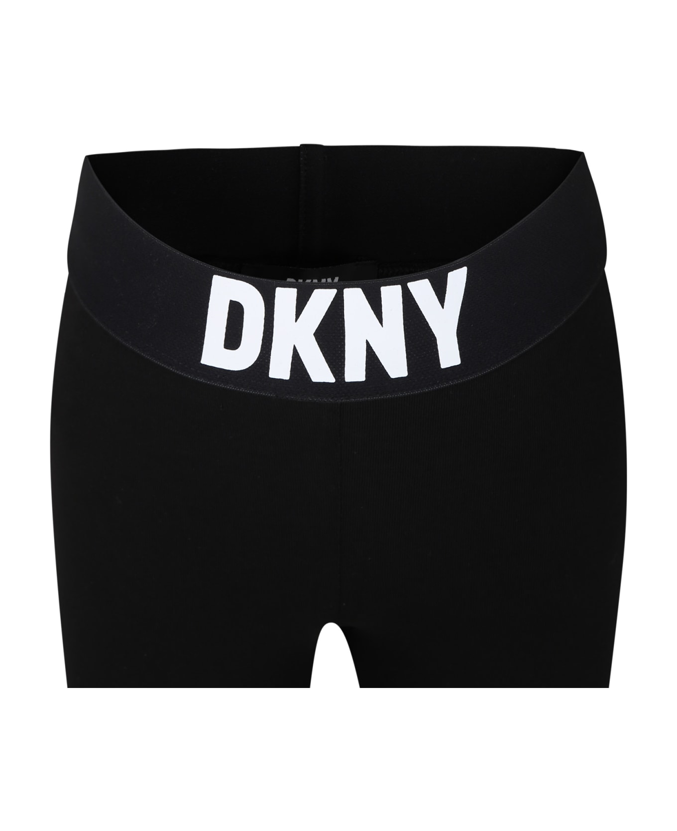 DKNY Black Leggings For Girl With Logo - B Nero ボトムス